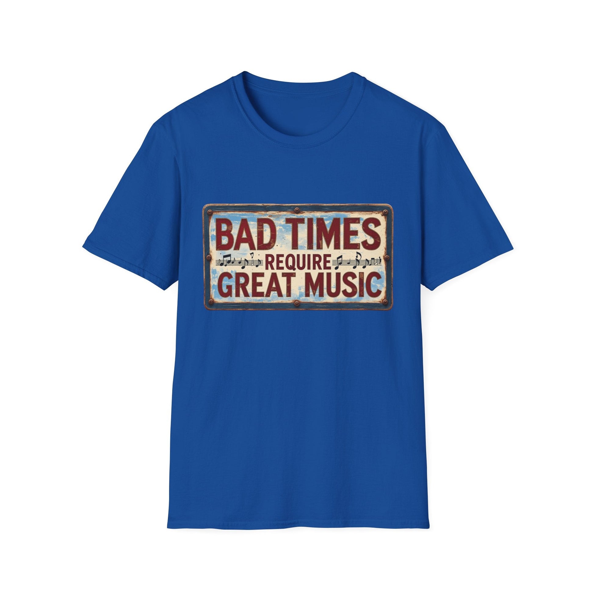 Bad Times Require Great Music T-Shirt | Vintage Music Lover Tee | Retro Graphic Unisex Shirt | Concert & Festival Gift - SJM Print Store