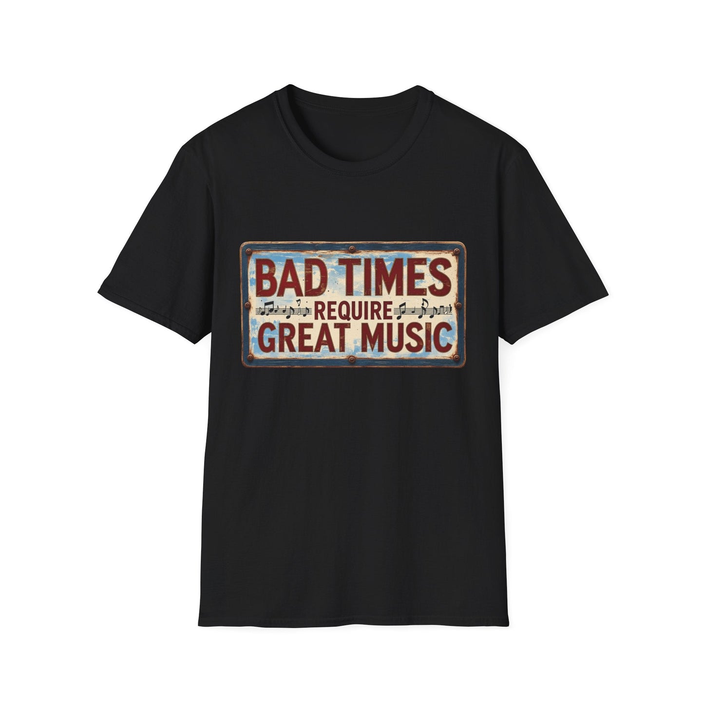 Bad Times Require Great Music T-Shirt | Vintage Music Lover Tee | Retro Graphic Unisex Shirt | Concert & Festival Gift - SJM Print Store