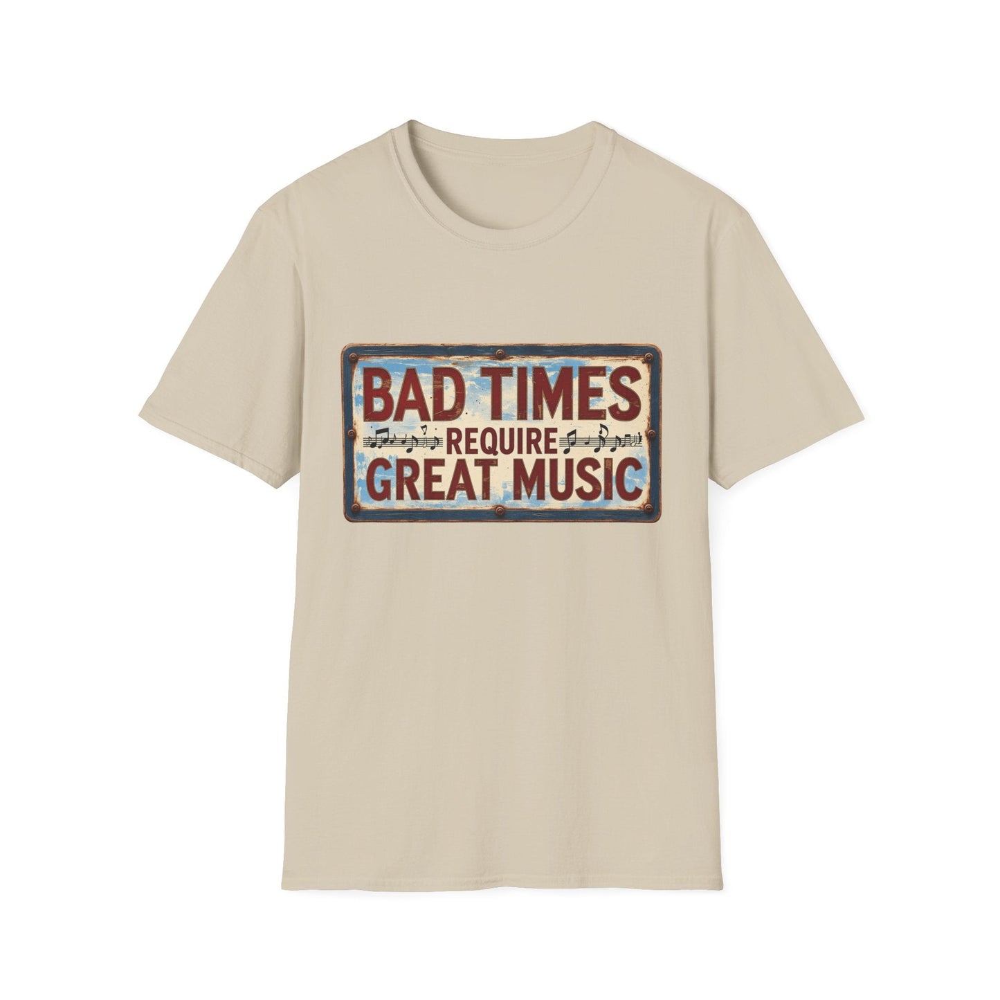 Bad Times Require Great Music T-Shirt | Vintage Music Lover Tee | Retro Graphic Unisex Shirt | Concert & Festival Gift - SJM Print Store