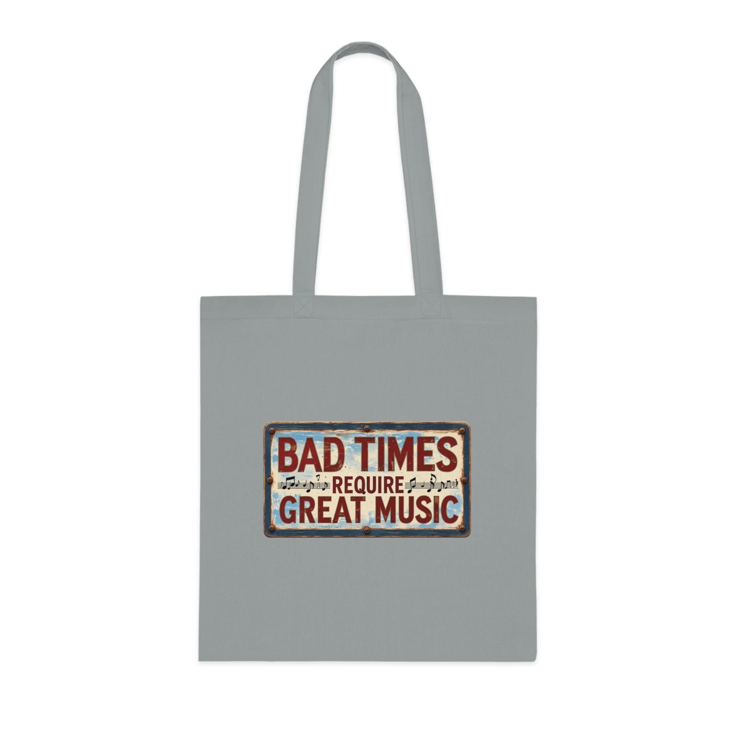Bad Times Require Great Music Tote Bag | Vintage Music Lover Cotton Shopper | Reusable Double-Sided Shopping Bag | Festival Gift - SJM Print Store