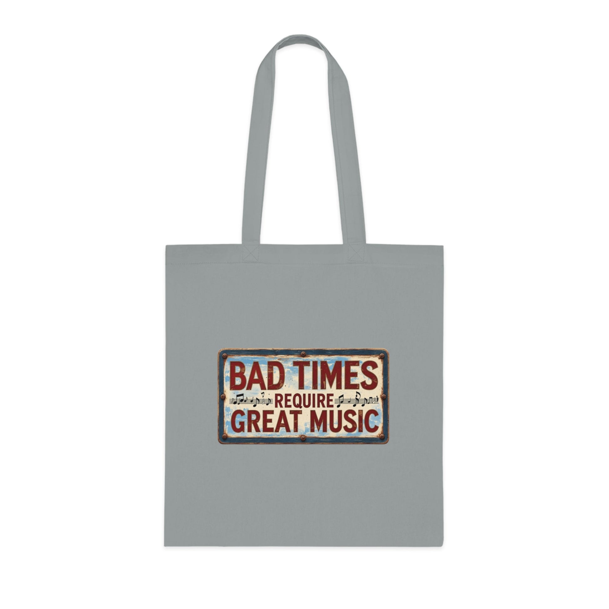 Bad Times Require Great Music Tote Bag | Vintage Music Lover Cotton Shopper | Reusable Double-Sided Shopping Bag | Festival Gift - SJM Print Store