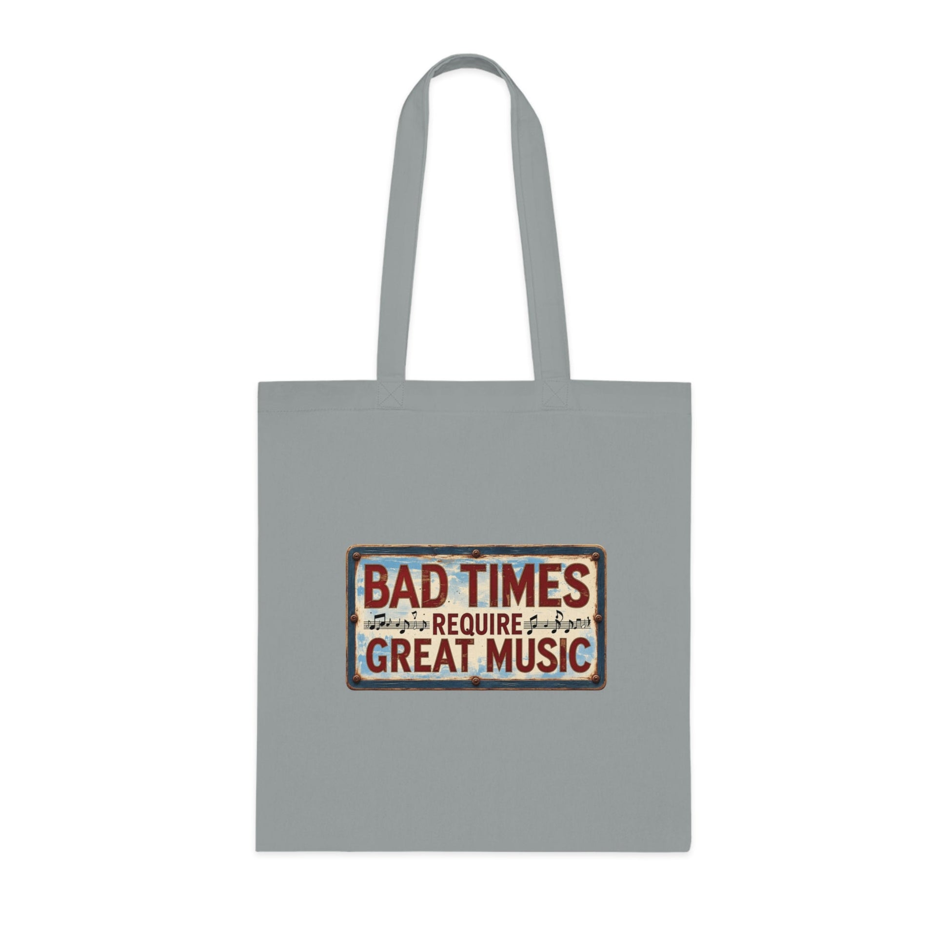 Bad Times Require Great Music Tote Bag | Vintage Music Lover Cotton Shopper | Reusable Double-Sided Shopping Bag | Festival Gift - SJM Print Store