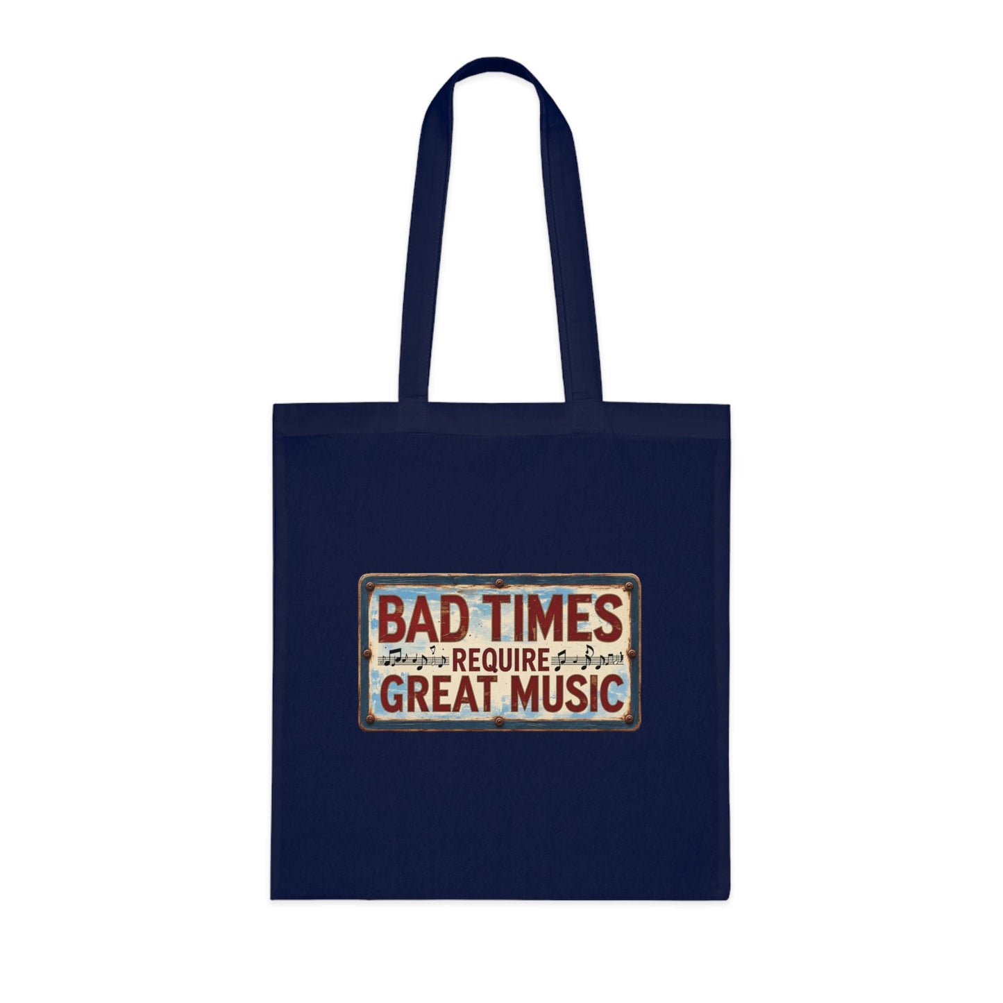Bad Times Require Great Music Tote Bag | Vintage Music Lover Cotton Shopper | Reusable Double-Sided Shopping Bag | Festival Gift - SJM Print Store