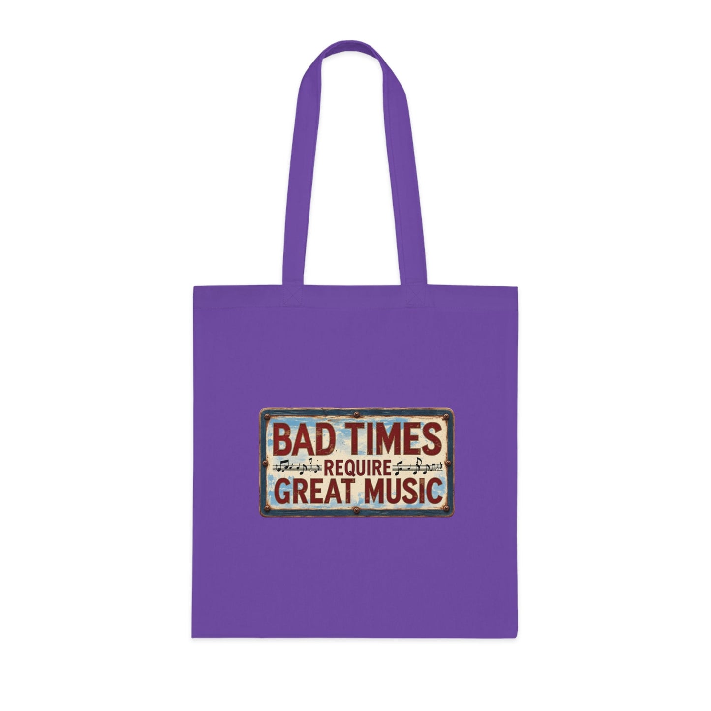 Bad Times Require Great Music Tote Bag | Vintage Music Lover Cotton Shopper | Reusable Double-Sided Shopping Bag | Festival Gift - SJM Print Store