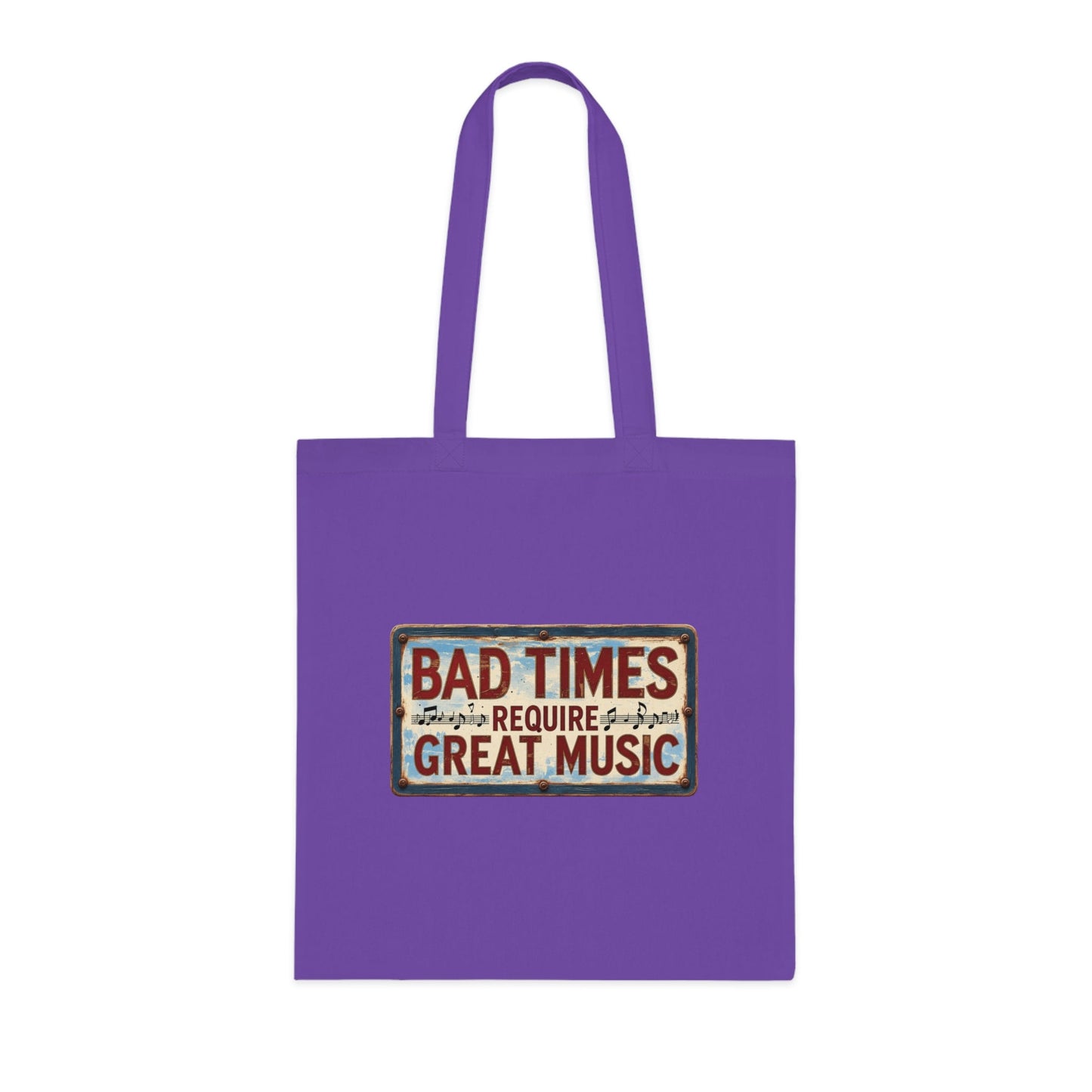 Bad Times Require Great Music Tote Bag | Vintage Music Lover Cotton Shopper | Reusable Double-Sided Shopping Bag | Festival Gift - SJM Print Store