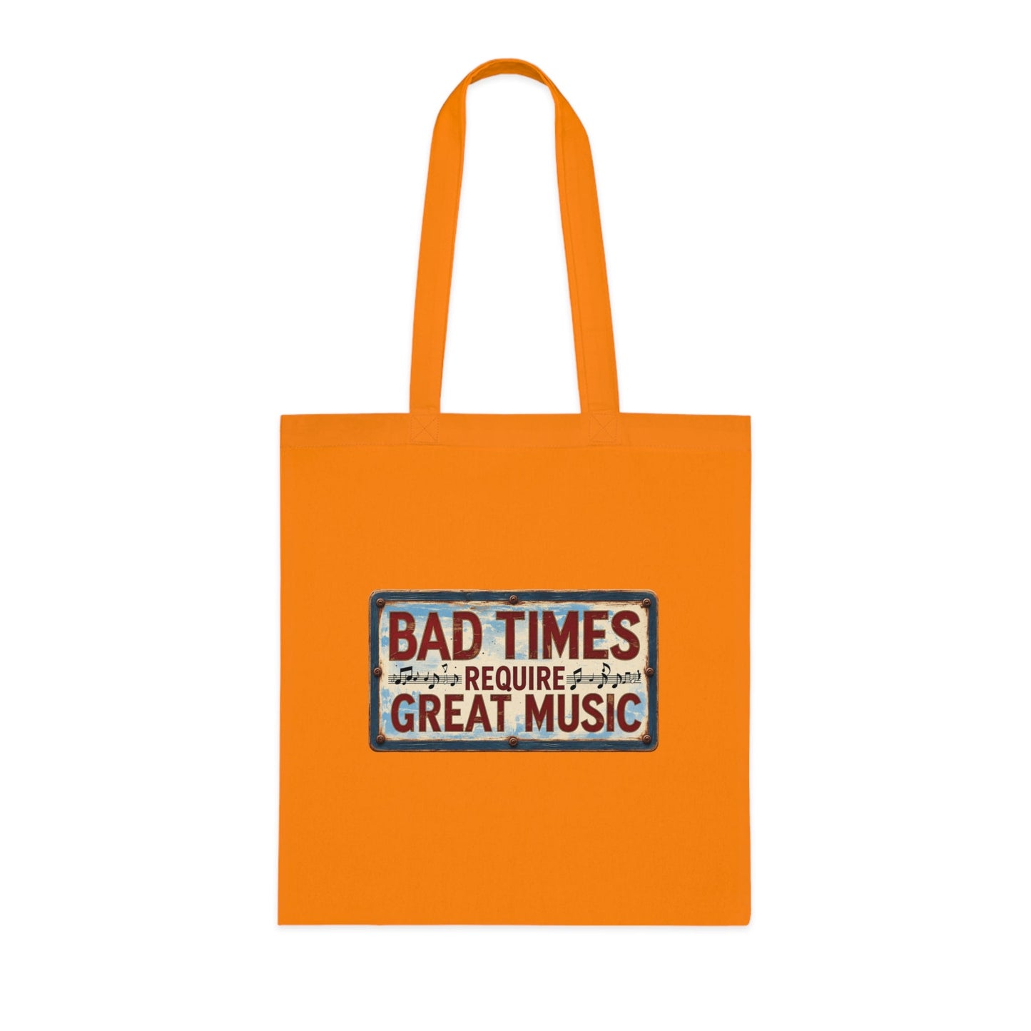 Bad Times Require Great Music Tote Bag | Vintage Music Lover Cotton Shopper | Reusable Double-Sided Shopping Bag | Festival Gift - SJM Print Store