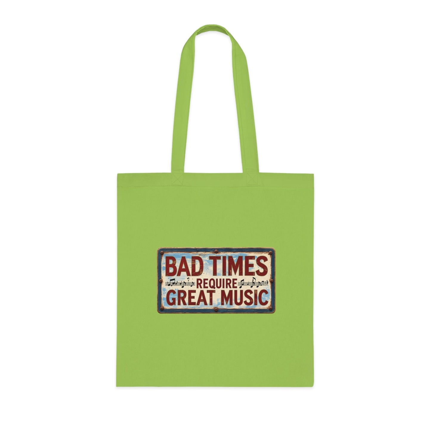 Bad Times Require Great Music Tote Bag | Vintage Music Lover Cotton Shopper | Reusable Double-Sided Shopping Bag | Festival Gift - SJM Print Store
