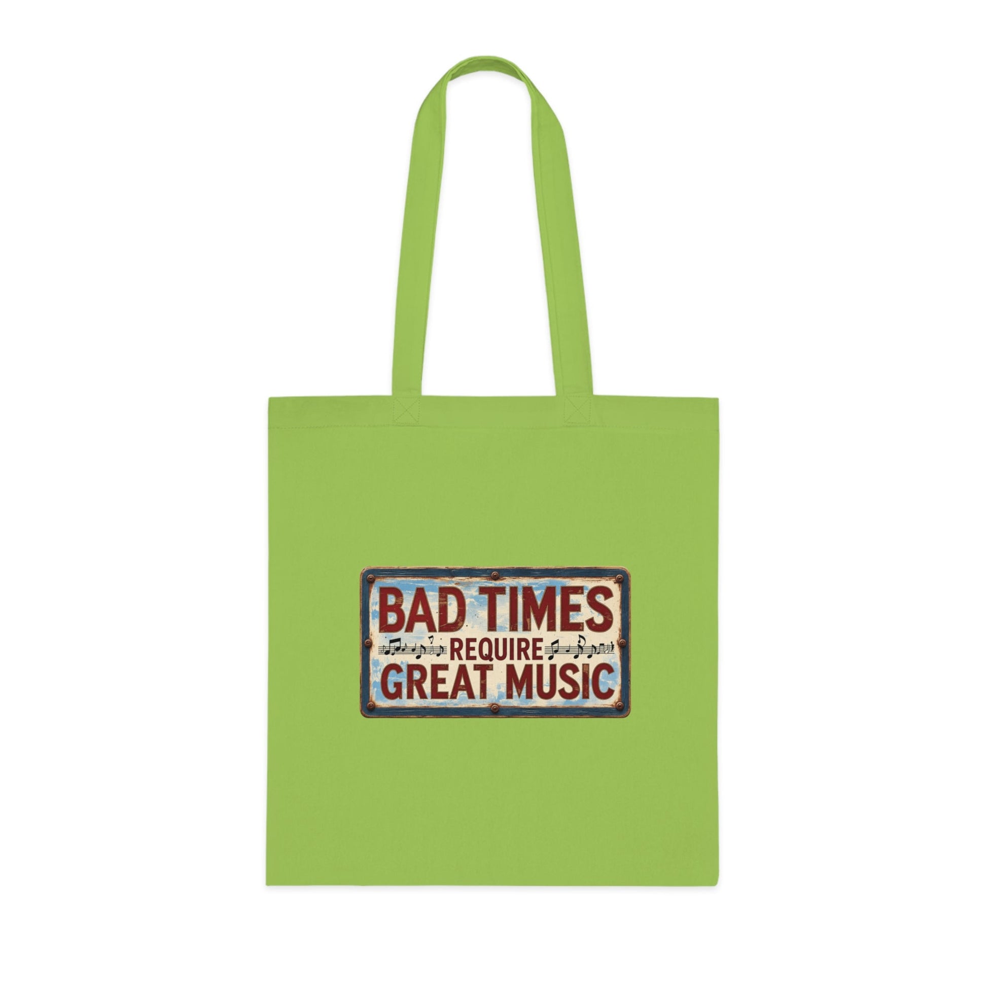 Bad Times Require Great Music Tote Bag | Vintage Music Lover Cotton Shopper | Reusable Double-Sided Shopping Bag | Festival Gift - SJM Print Store