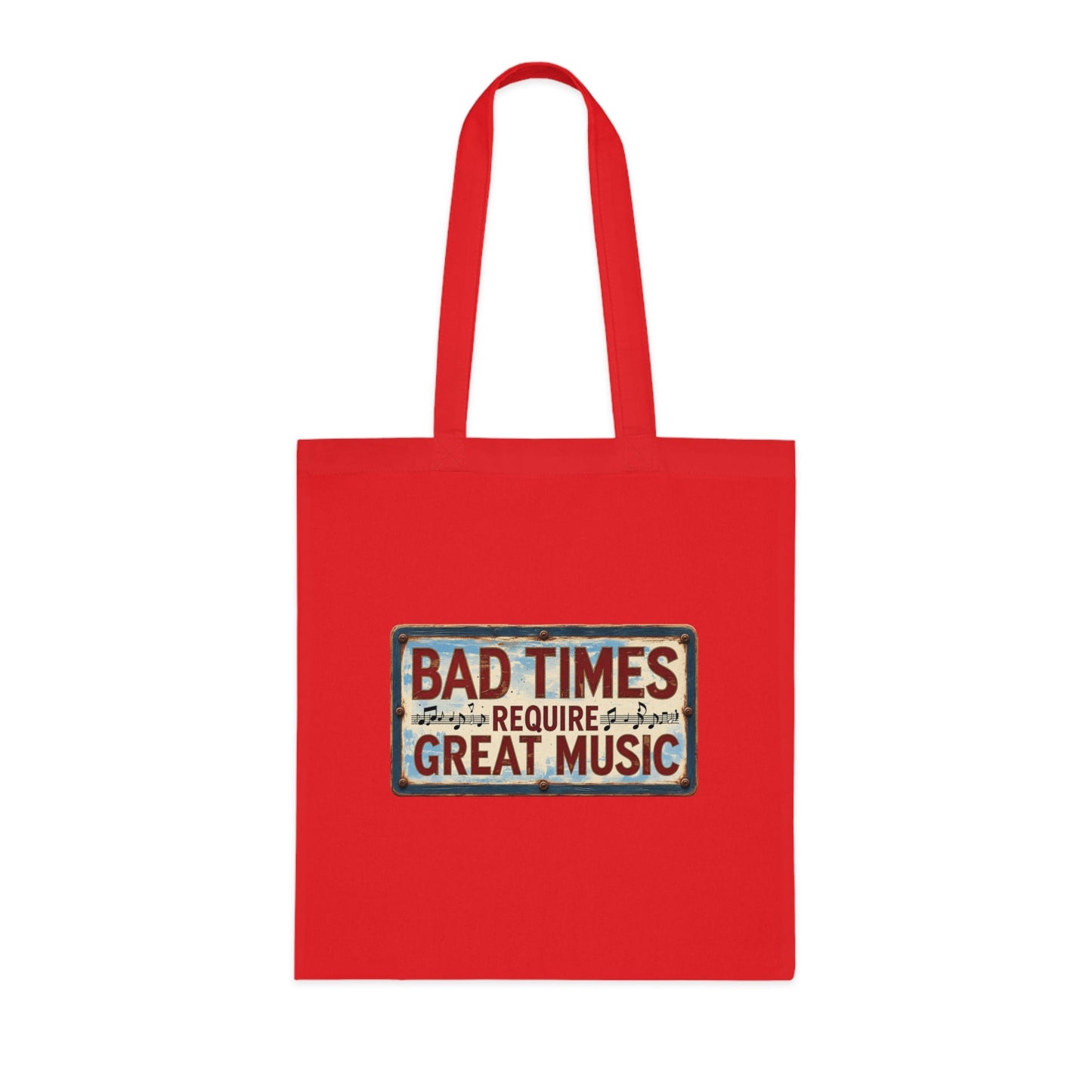 Bad Times Require Great Music Tote Bag | Vintage Music Lover Cotton Shopper | Reusable Double-Sided Shopping Bag | Festival Gift - SJM Print Store