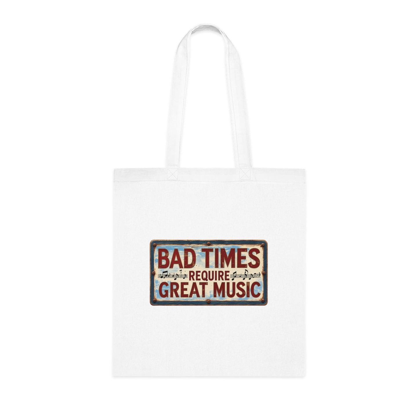 Bad Times Require Great Music Tote Bag | Vintage Music Lover Cotton Shopper | Reusable Double-Sided Shopping Bag | Festival Gift - SJM Print Store