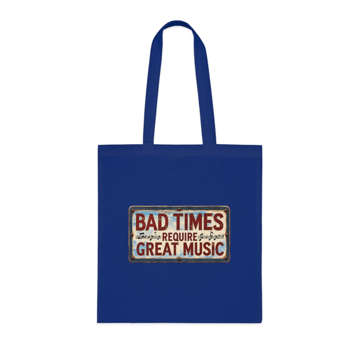 Bad Times Require Great Music Tote Bag | Vintage Music Lover Cotton Shopper | Reusable Double-Sided Shopping Bag | Festival Gift - SJM Print Store