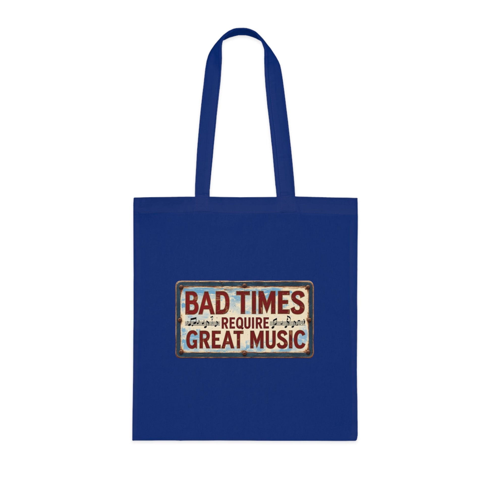 Bad Times Require Great Music Tote Bag | Vintage Music Lover Cotton Shopper | Reusable Double-Sided Shopping Bag | Festival Gift - SJM Print Store