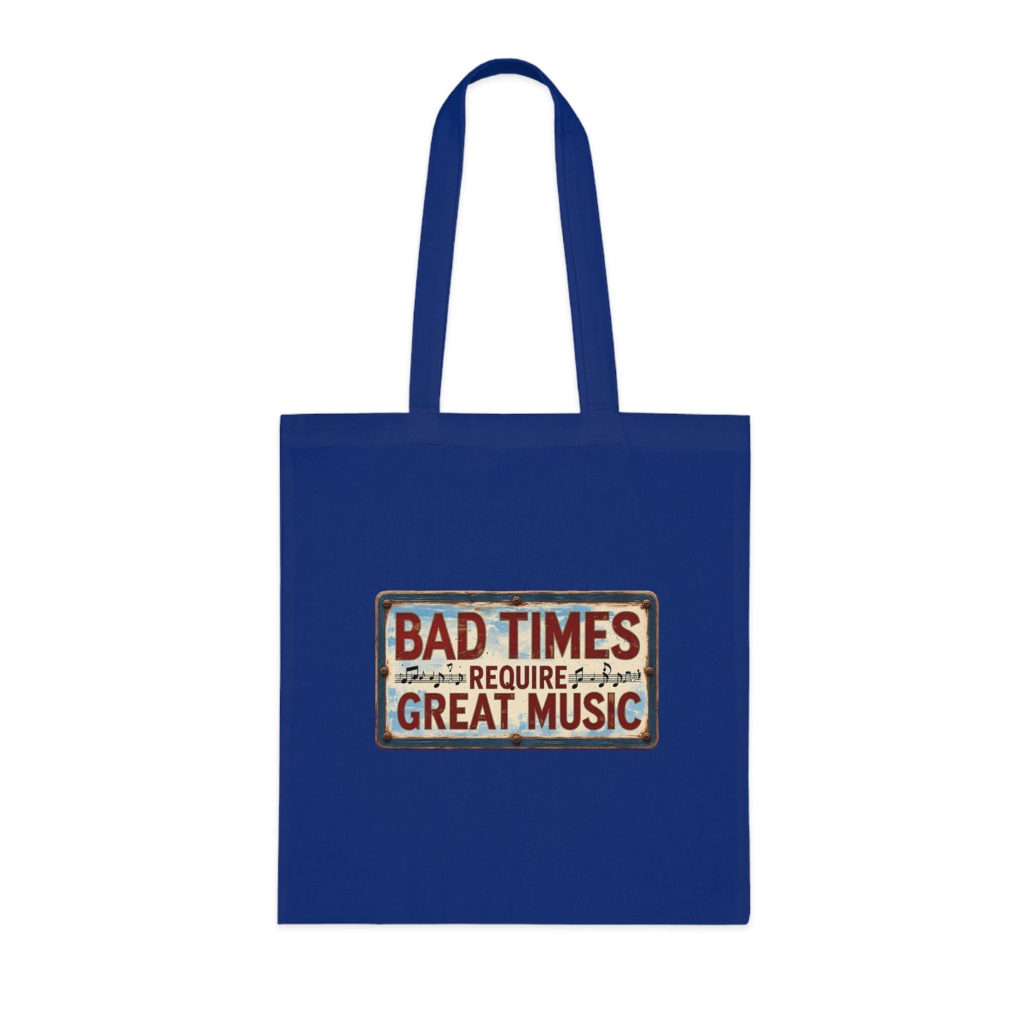 Bad Times Require Great Music Tote Bag | Vintage Music Lover Cotton Shopper | Reusable Double-Sided Shopping Bag | Festival Gift - SJM Print Store