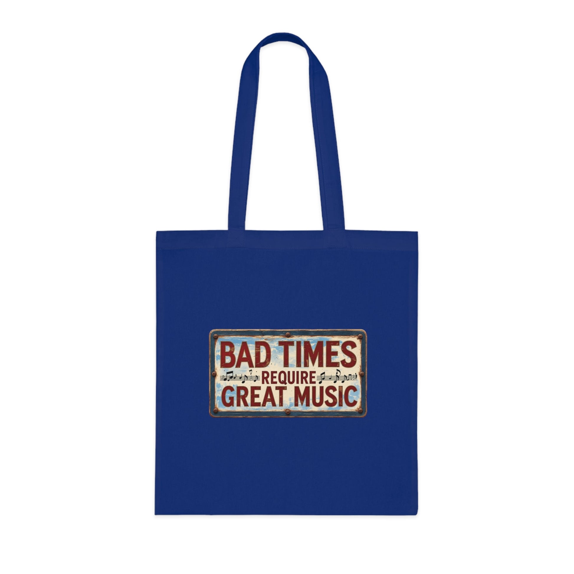 Bad Times Require Great Music Tote Bag | Vintage Music Lover Cotton Shopper | Reusable Double-Sided Shopping Bag | Festival Gift - SJM Print Store