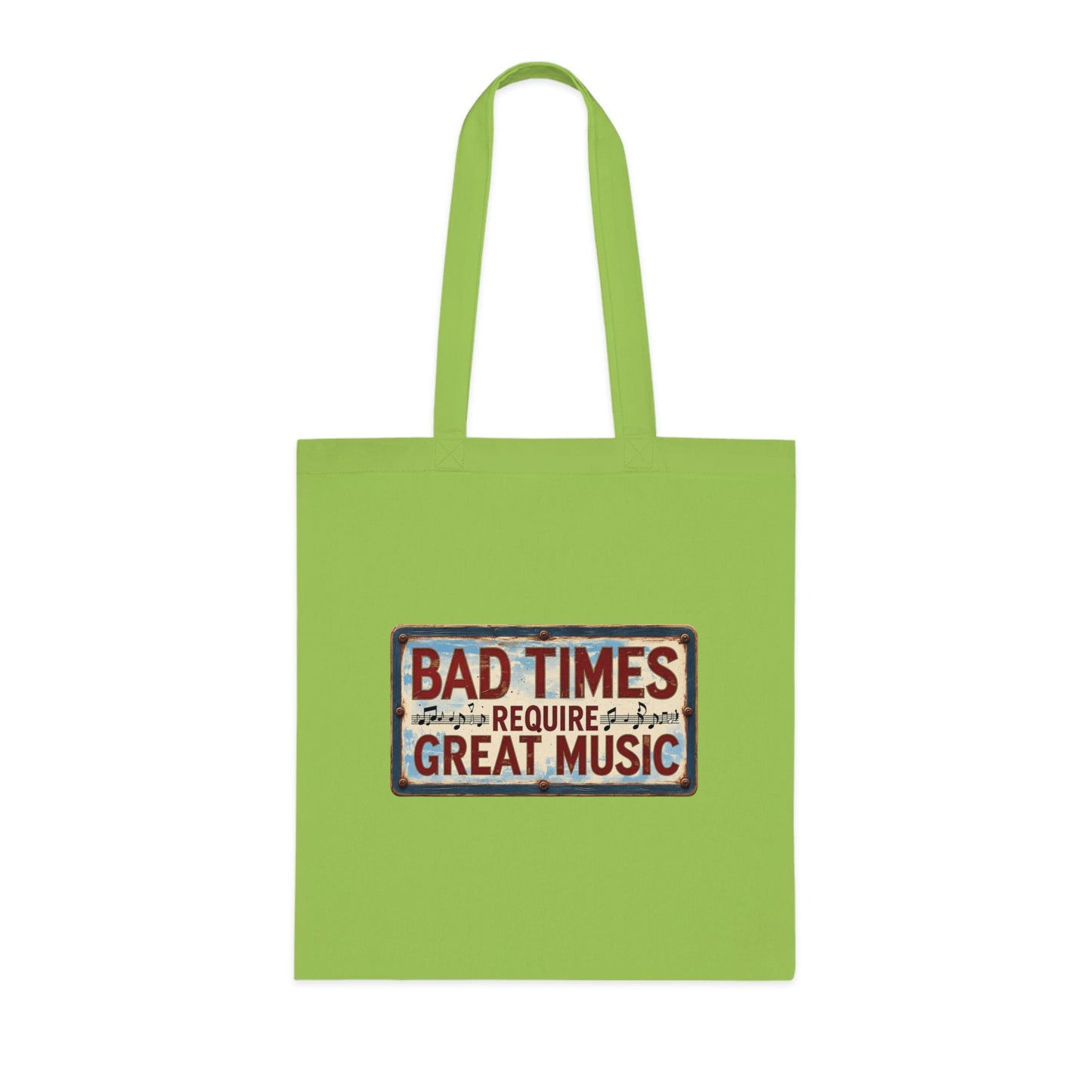 Bad Times Require Great Music Tote Bag | Vintage Music Lover Cotton Shopper | Reusable Double-Sided Shopping Bag | Festival Gift - SJM Print Store