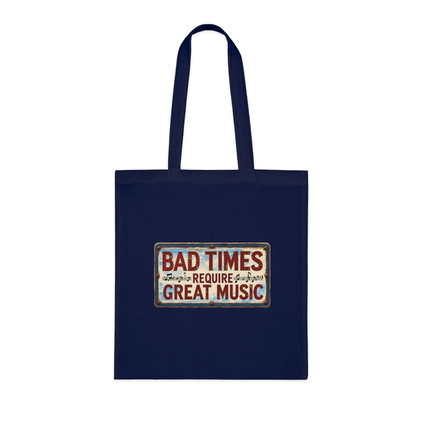 Bad Times Require Great Music Tote Bag | Vintage Music Lover Cotton Shopper | Reusable Double-Sided Shopping Bag | Festival Gift - SJM Print Store