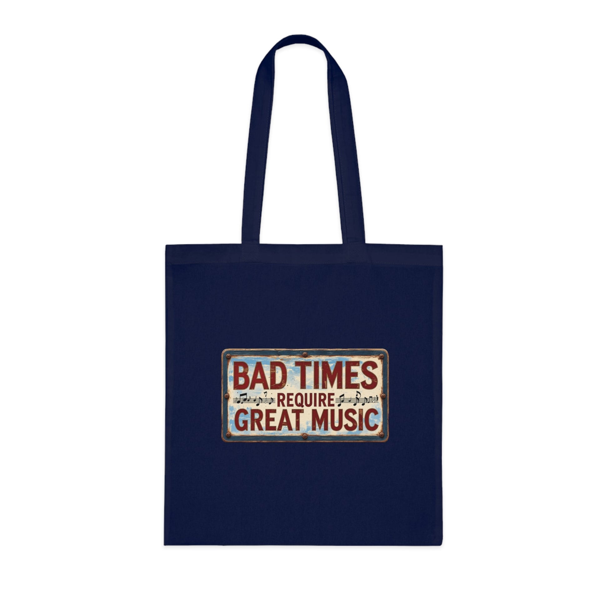 Bad Times Require Great Music Tote Bag | Vintage Music Lover Cotton Shopper | Reusable Double-Sided Shopping Bag | Festival Gift - SJM Print Store