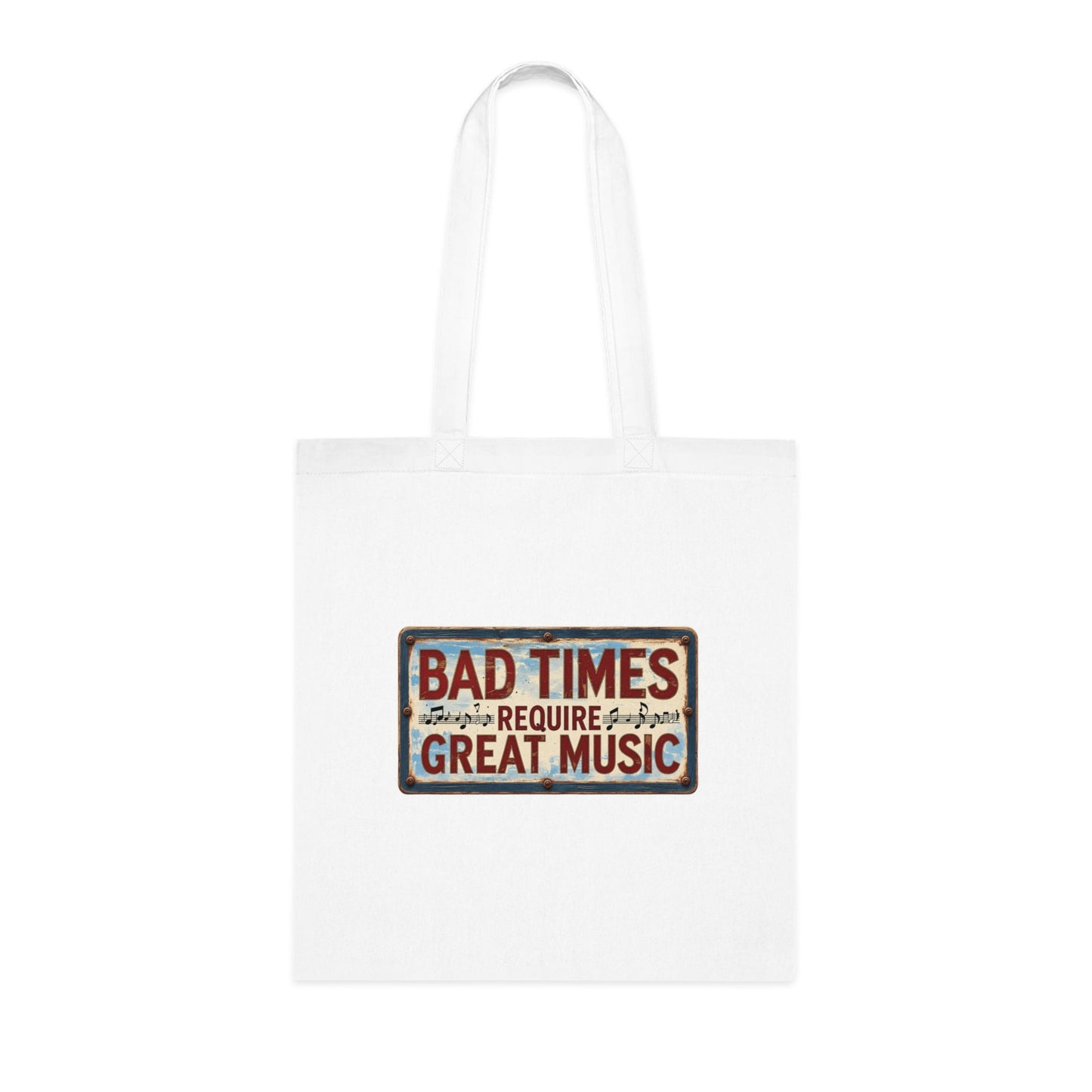 Bad Times Require Great Music Tote Bag | Vintage Music Lover Cotton Shopper | Reusable Double-Sided Shopping Bag | Festival Gift - SJM Print Store
