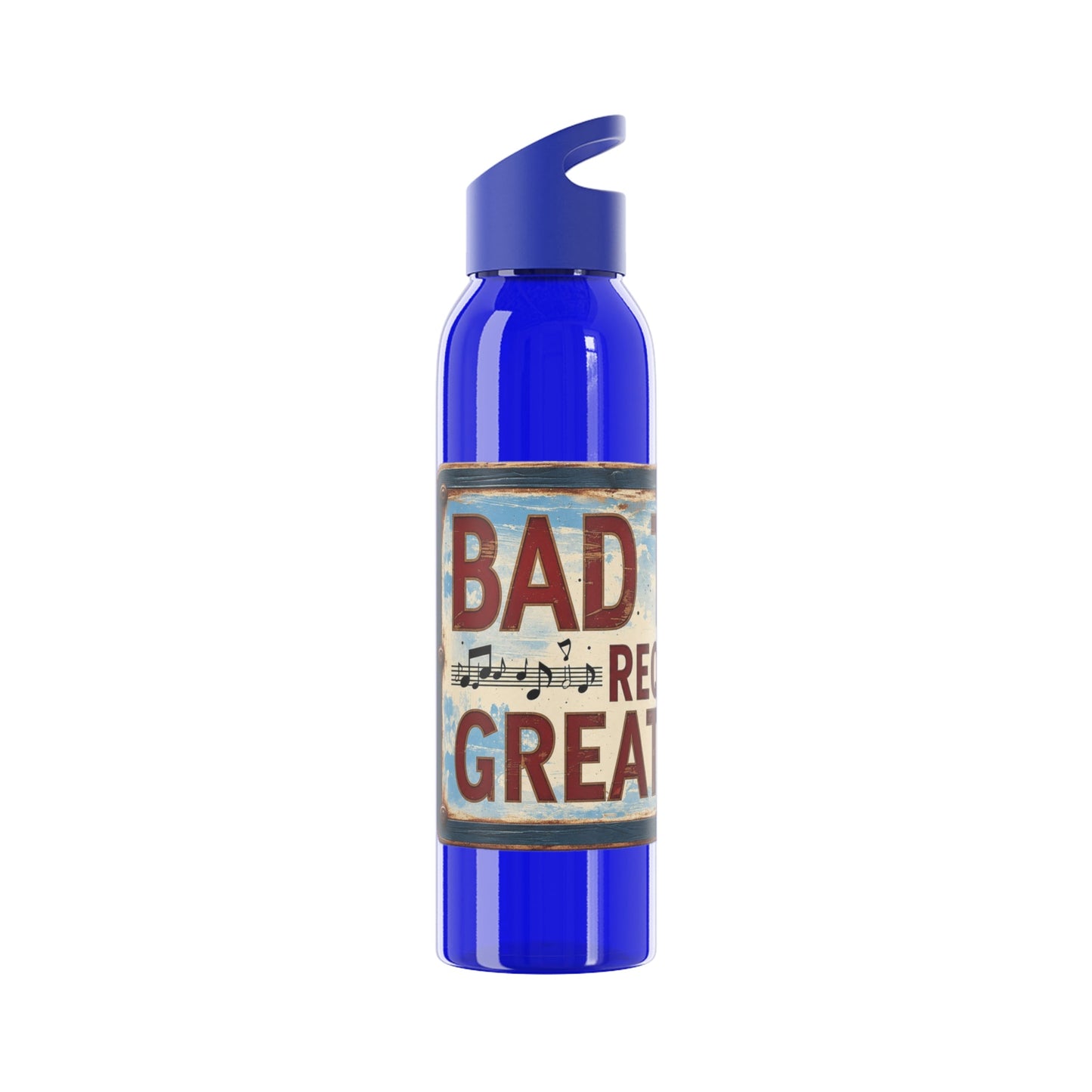 Bad Times Require Great Music Water Bottle | Reusable Sports Bottle | Vintage Music Lover Drink Bottle | Wrap Around Graphic Bottle - SJM Print Store