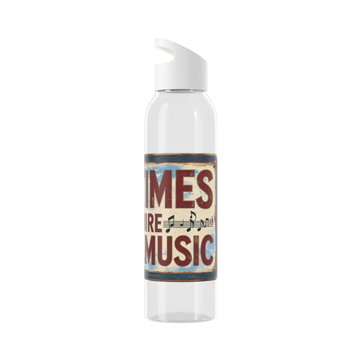 Bad Times Require Great Music Water Bottle | Reusable Sports Bottle | Vintage Music Lover Drink Bottle | Wrap Around Graphic Bottle - SJM Print Store