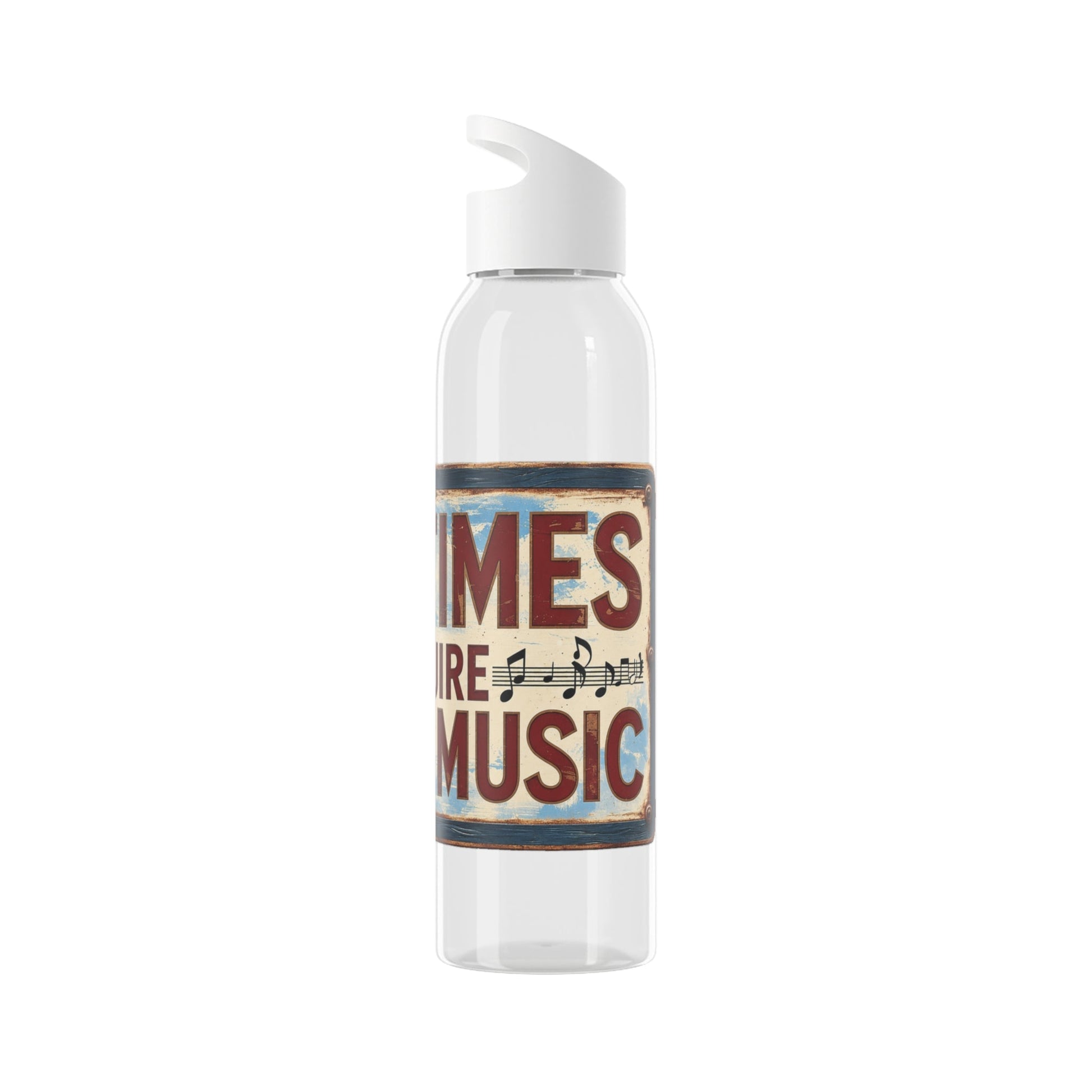 Bad Times Require Great Music Water Bottle | Reusable Sports Bottle | Vintage Music Lover Drink Bottle | Wrap Around Graphic Bottle - SJM Print Store