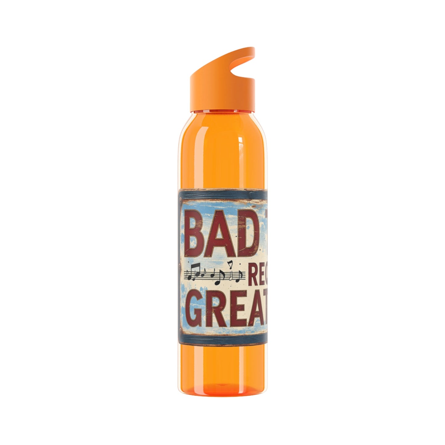 Bad Times Require Great Music Water Bottle | Reusable Sports Bottle | Vintage Music Lover Drink Bottle | Wrap Around Graphic Bottle - SJM Print Store