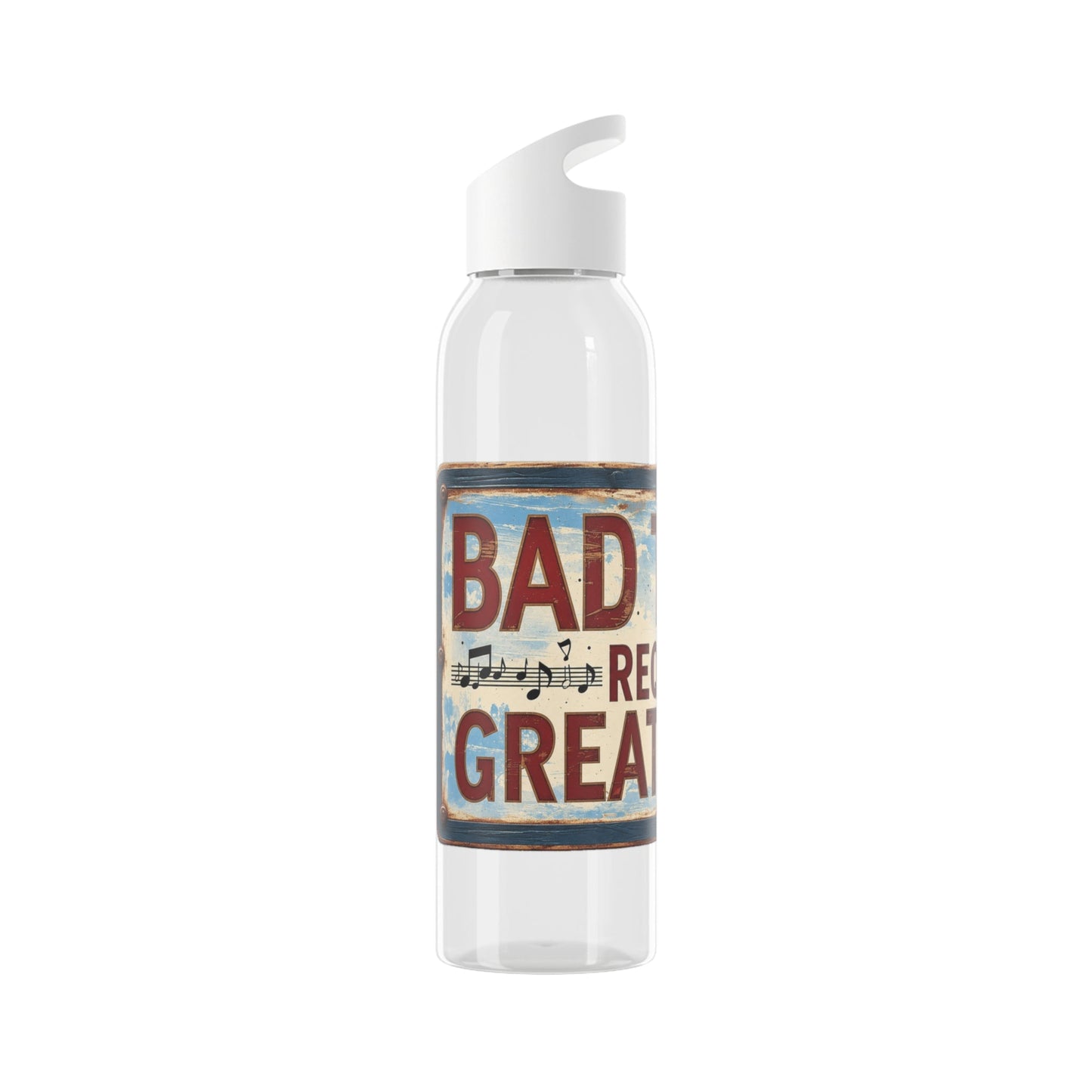 Bad Times Require Great Music Water Bottle | Reusable Sports Bottle | Vintage Music Lover Drink Bottle | Wrap Around Graphic Bottle - SJM Print Store