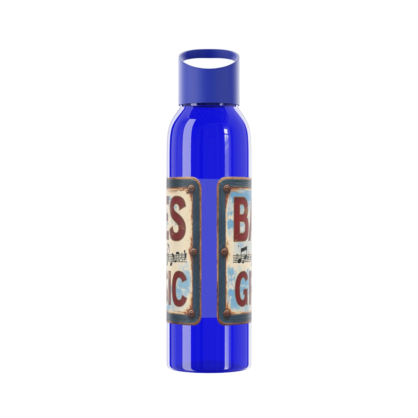 Bad Times Require Great Music Water Bottle | Reusable Sports Bottle | Vintage Music Lover Drink Bottle | Wrap Around Graphic Bottle - SJM Print Store