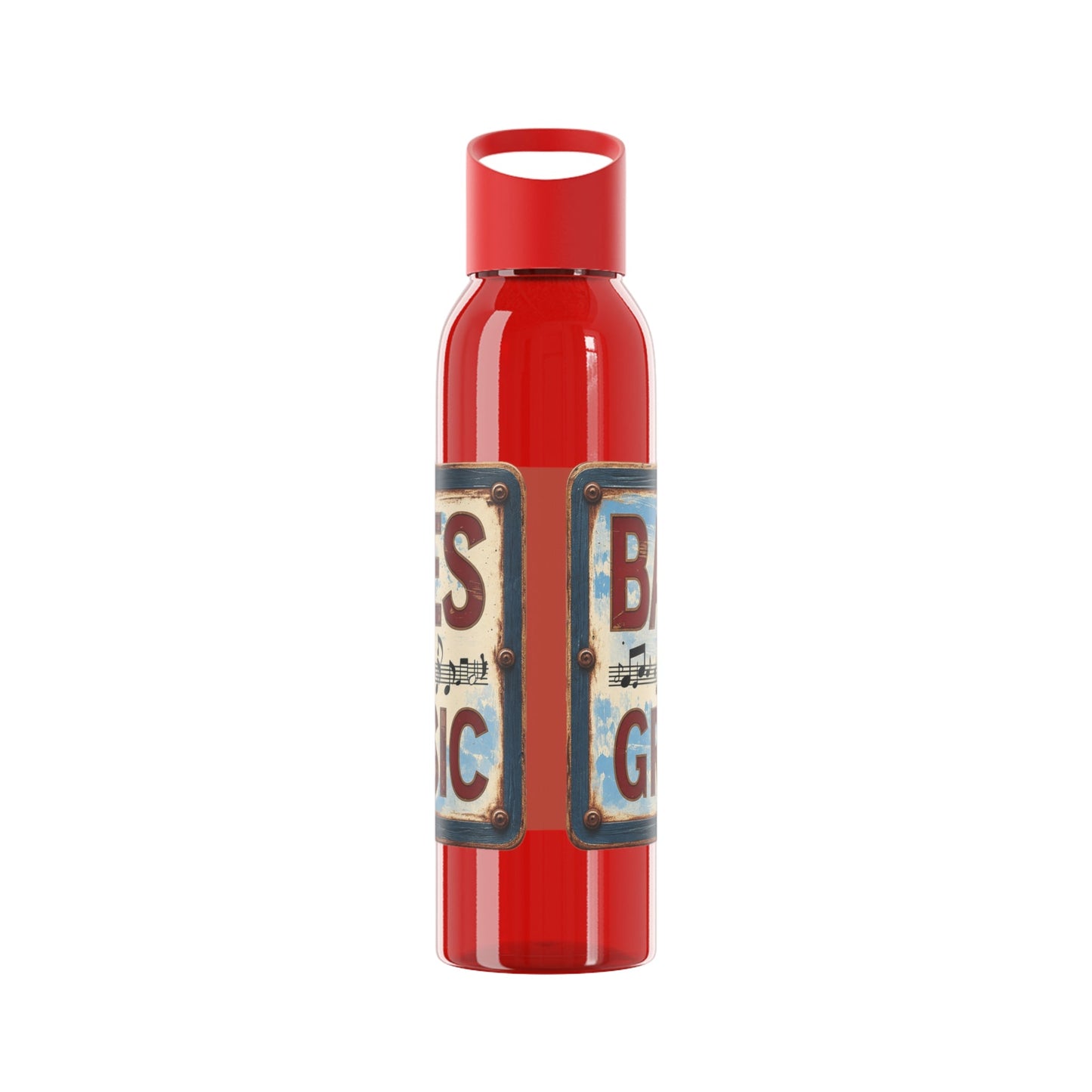 Bad Times Require Great Music Water Bottle | Reusable Sports Bottle | Vintage Music Lover Drink Bottle | Wrap Around Graphic Bottle - SJM Print Store