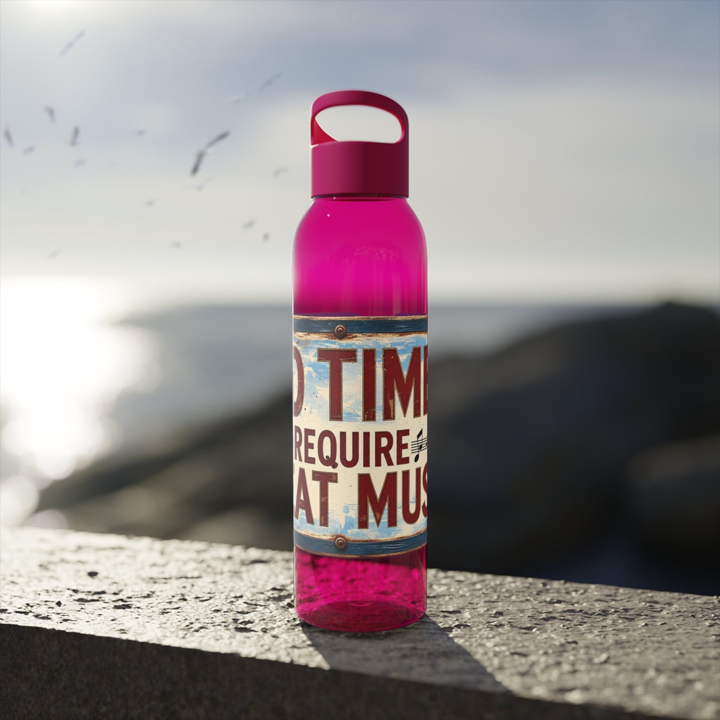 Bad Times Require Great Music Water Bottle | Reusable Sports Bottle | Vintage Music Lover Drink Bottle | Wrap Around Graphic Bottle - SJM Print Store