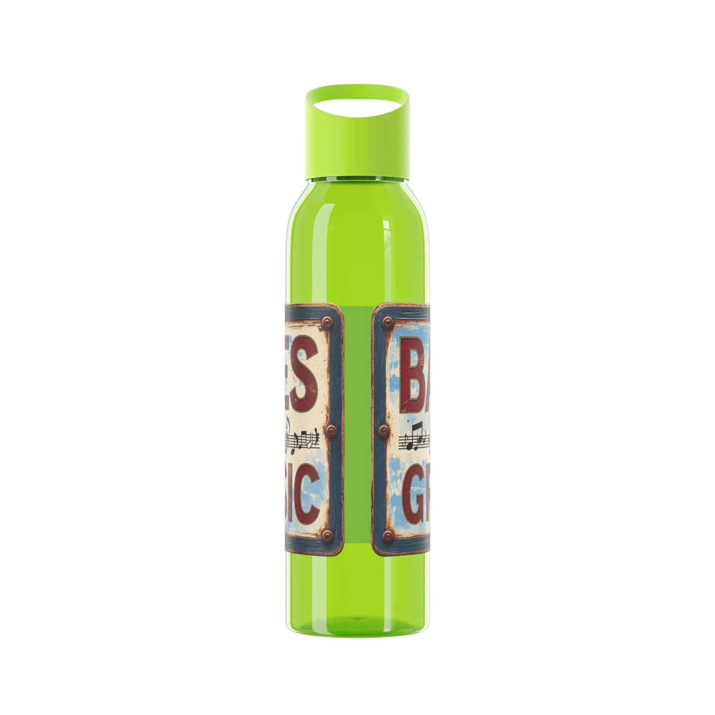 Bad Times Require Great Music Water Bottle | Reusable Sports Bottle | Vintage Music Lover Drink Bottle | Wrap Around Graphic Bottle - SJM Print Store
