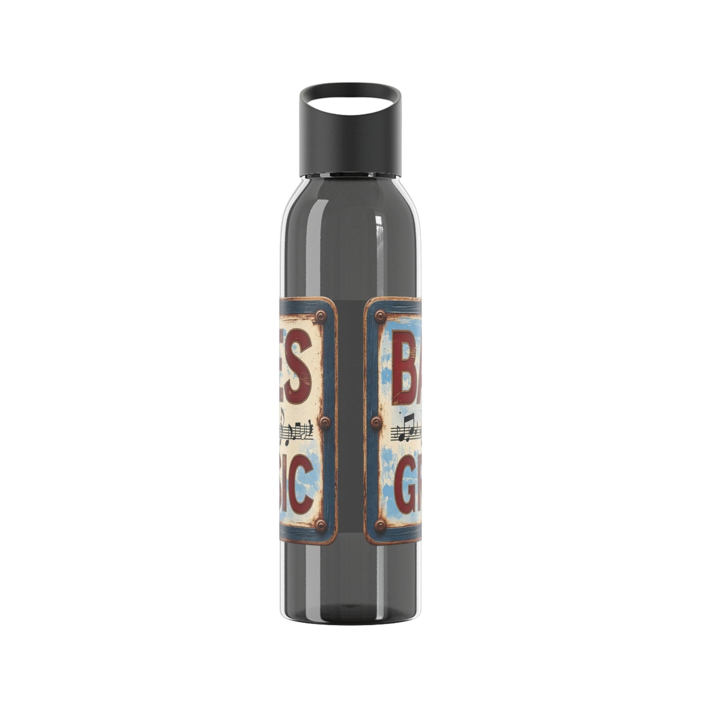 Bad Times Require Great Music Water Bottle | Reusable Sports Bottle | Vintage Music Lover Drink Bottle | Wrap Around Graphic Bottle - SJM Print Store