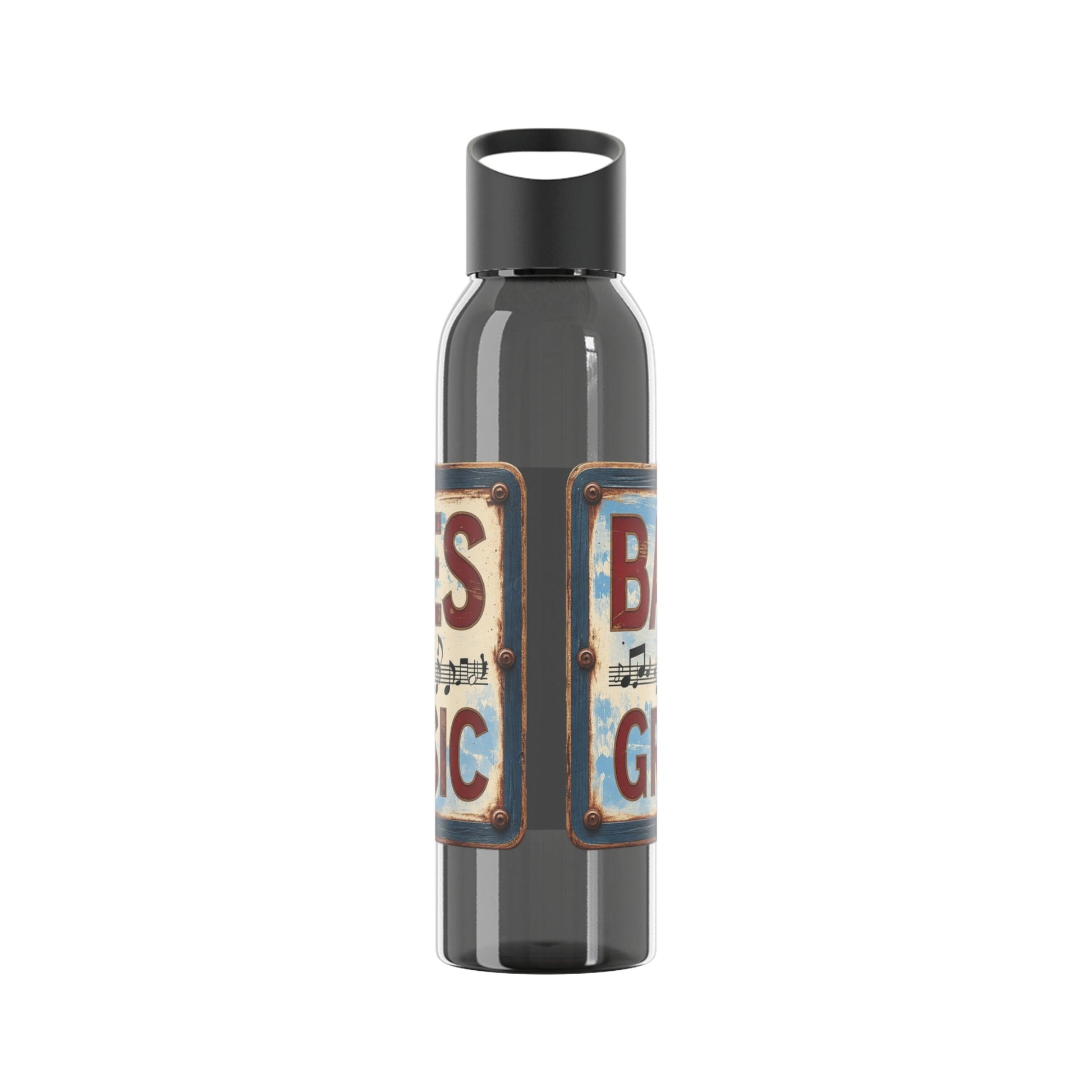 Bad Times Require Great Music Water Bottle | Reusable Sports Bottle | Vintage Music Lover Drink Bottle | Wrap Around Graphic Bottle - SJM Print Store