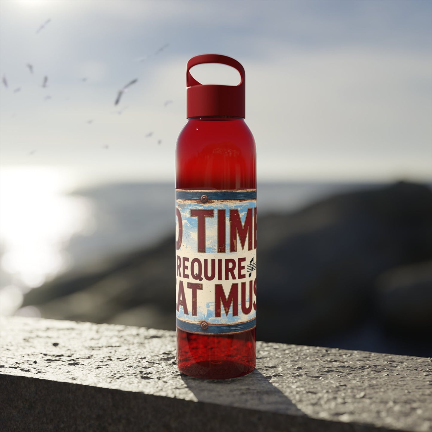 Bad Times Require Great Music Water Bottle | Reusable Sports Bottle | Vintage Music Lover Drink Bottle | Wrap Around Graphic Bottle - SJM Print Store