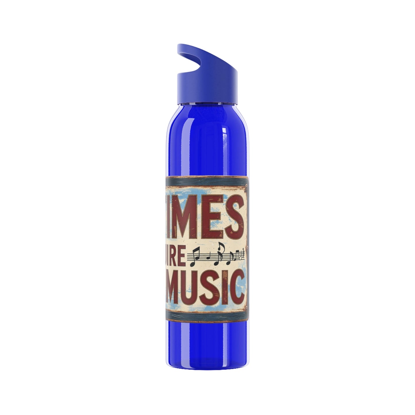 Bad Times Require Great Music Water Bottle | Reusable Sports Bottle | Vintage Music Lover Drink Bottle | Wrap Around Graphic Bottle - SJM Print Store