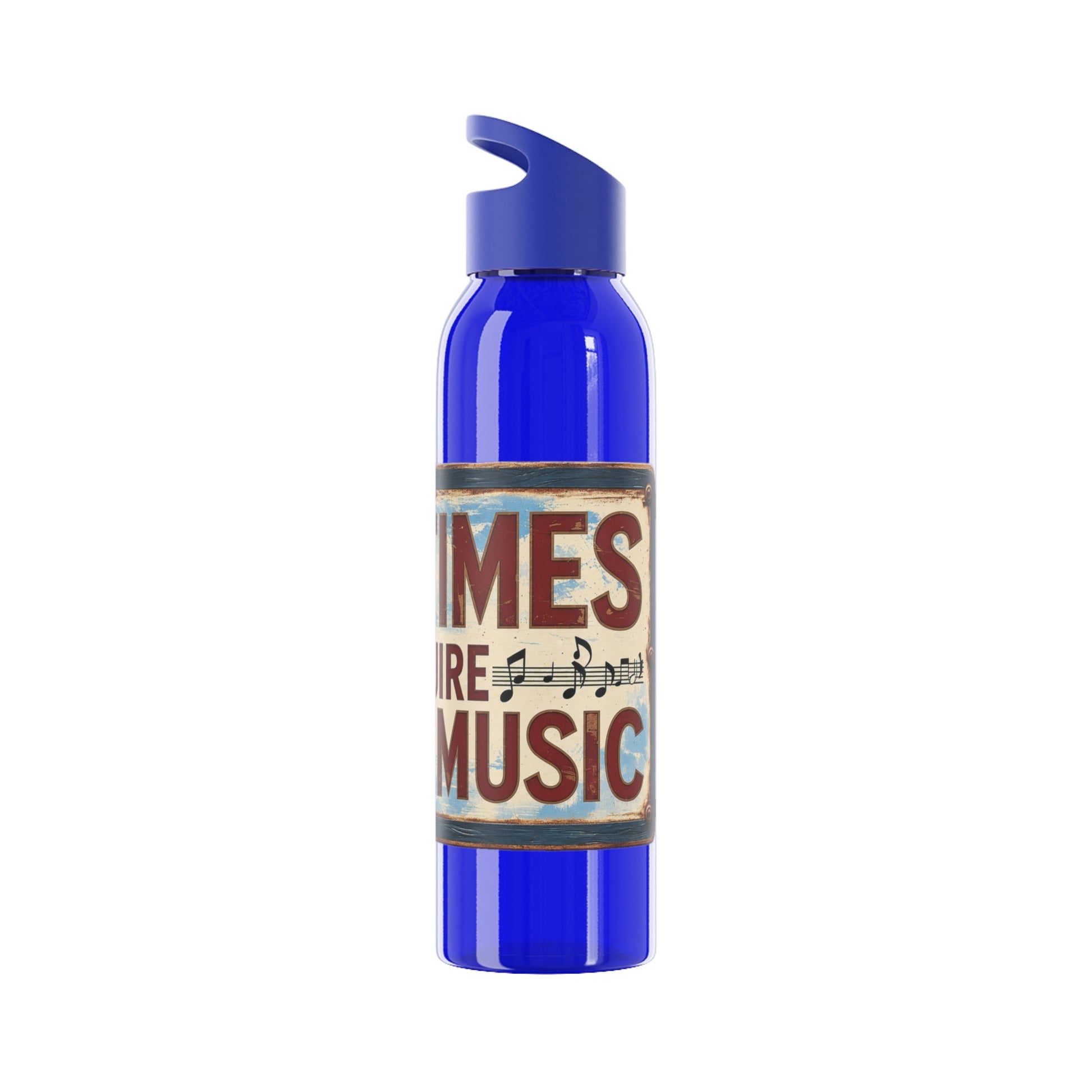 Bad Times Require Great Music Water Bottle | Reusable Sports Bottle | Vintage Music Lover Drink Bottle | Wrap Around Graphic Bottle - SJM Print Store