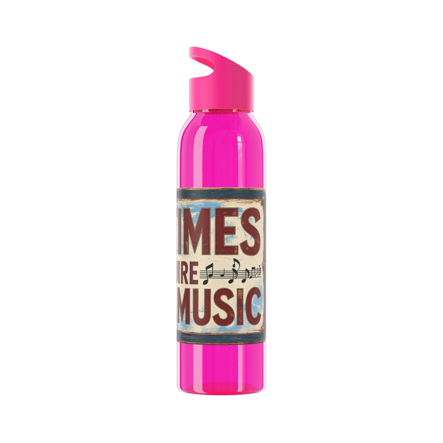 Bad Times Require Great Music Water Bottle | Reusable Sports Bottle | Vintage Music Lover Drink Bottle | Wrap Around Graphic Bottle - SJM Print Store