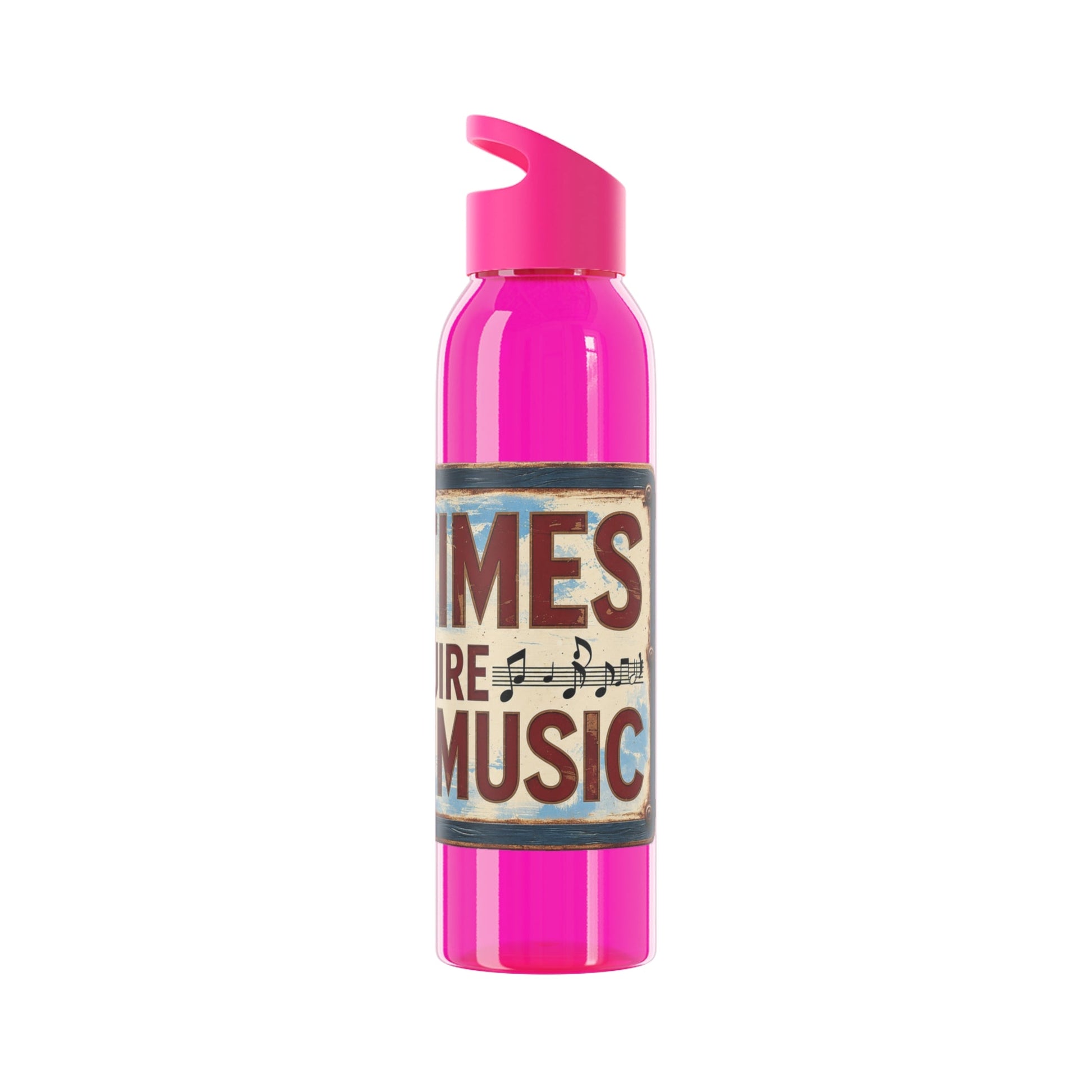 Bad Times Require Great Music Water Bottle | Reusable Sports Bottle | Vintage Music Lover Drink Bottle | Wrap Around Graphic Bottle - SJM Print Store