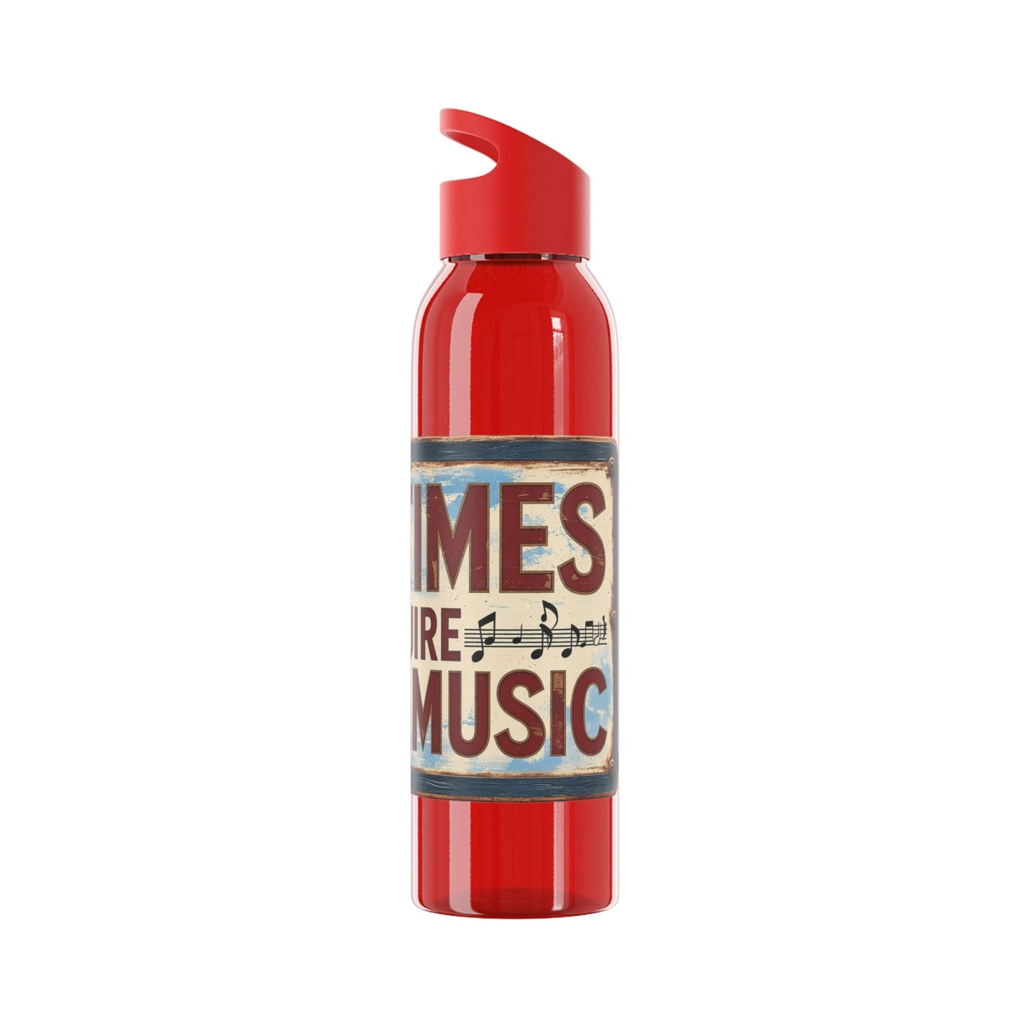 Bad Times Require Great Music Water Bottle | Reusable Sports Bottle | Vintage Music Lover Drink Bottle | Wrap Around Graphic Bottle - SJM Print Store