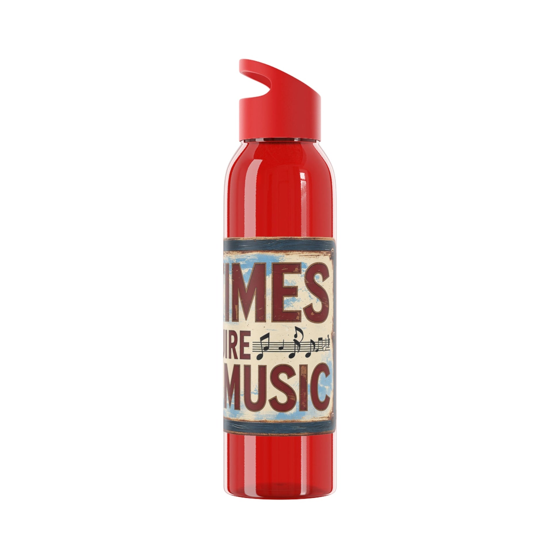 Bad Times Require Great Music Water Bottle | Reusable Sports Bottle | Vintage Music Lover Drink Bottle | Wrap Around Graphic Bottle - SJM Print Store