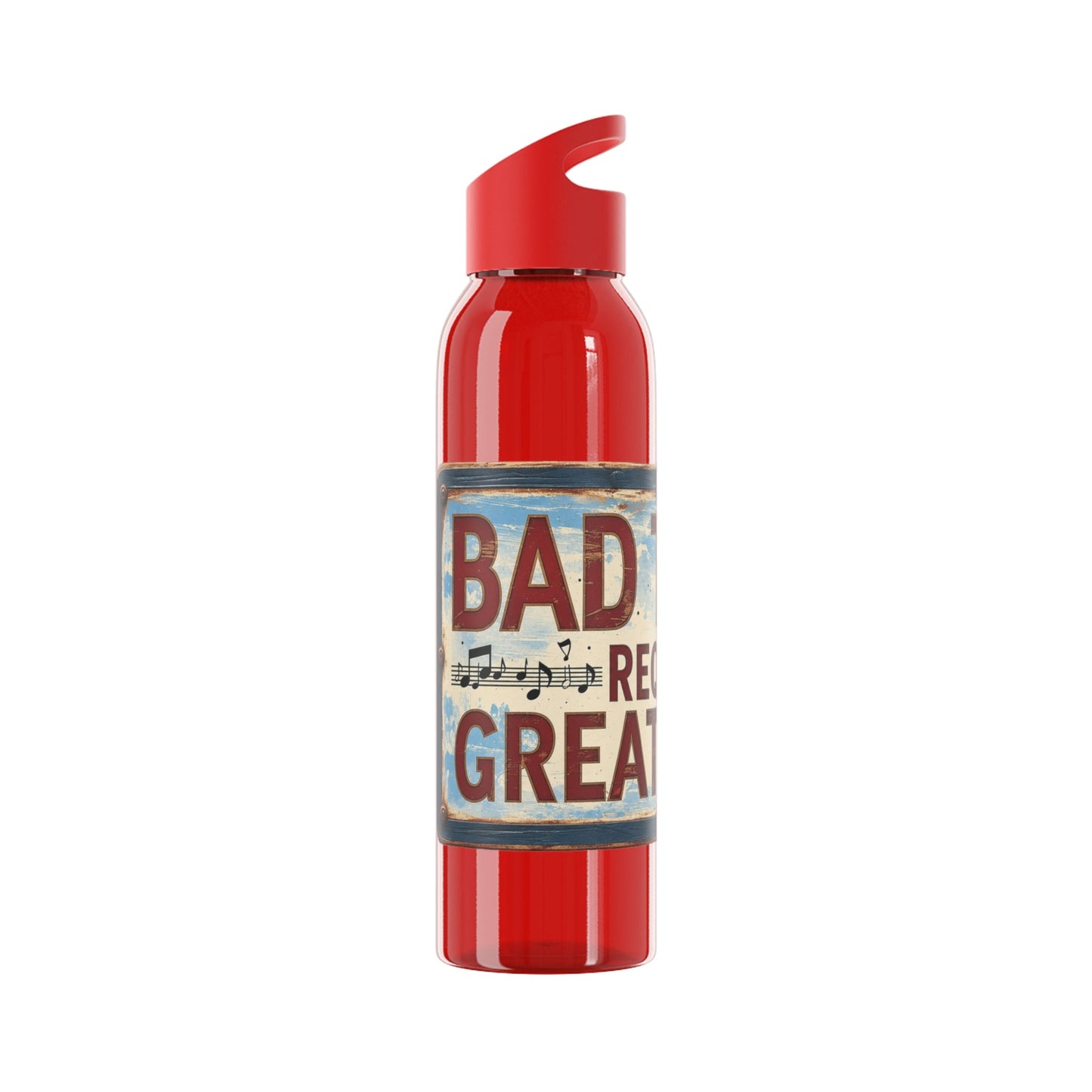 Bad Times Require Great Music Water Bottle | Reusable Sports Bottle | Vintage Music Lover Drink Bottle | Wrap Around Graphic Bottle - SJM Print Store
