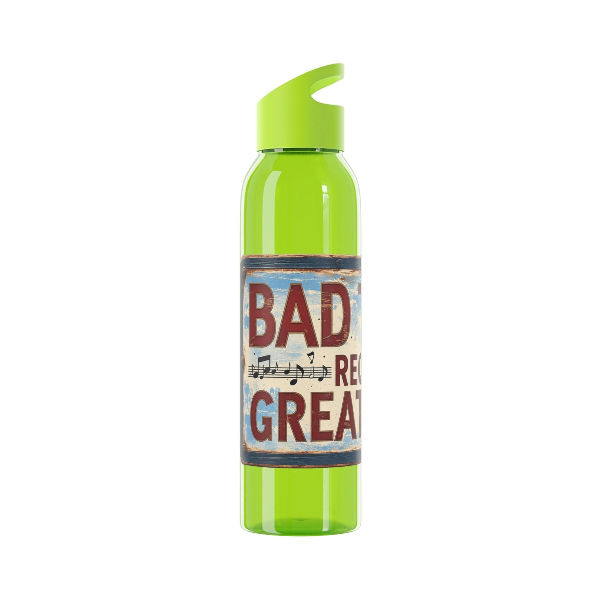 Bad Times Require Great Music Water Bottle | Reusable Sports Bottle | Vintage Music Lover Drink Bottle | Wrap Around Graphic Bottle - SJM Print Store
