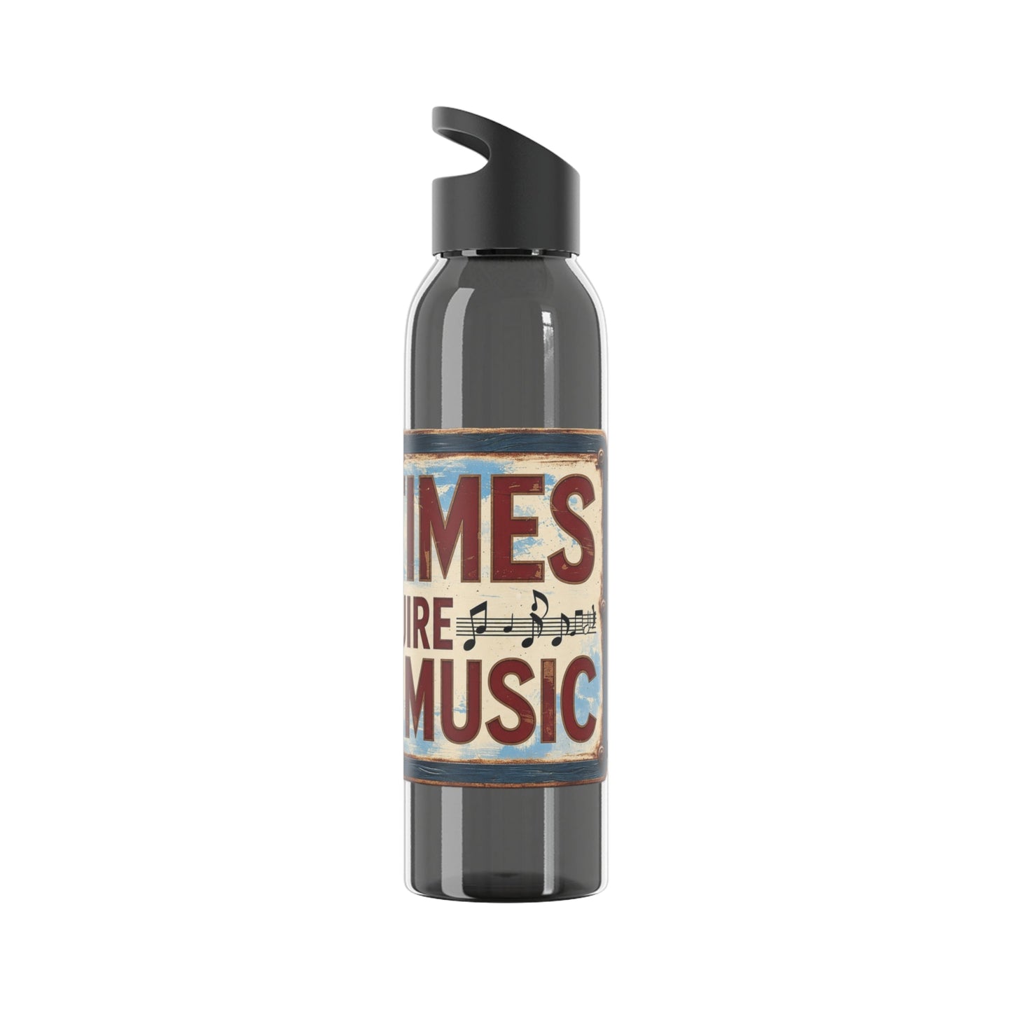 Bad Times Require Great Music Water Bottle | Reusable Sports Bottle | Vintage Music Lover Drink Bottle | Wrap Around Graphic Bottle - SJM Print Store