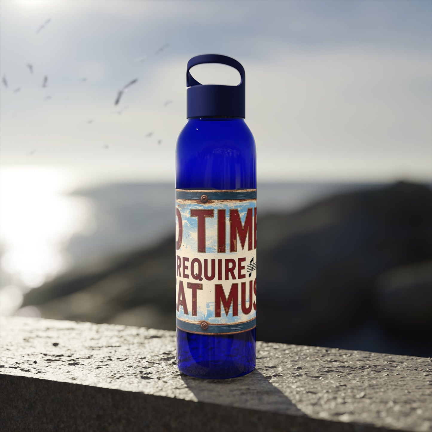 Bad Times Require Great Music Water Bottle | Reusable Sports Bottle | Vintage Music Lover Drink Bottle | Wrap Around Graphic Bottle - SJM Print Store