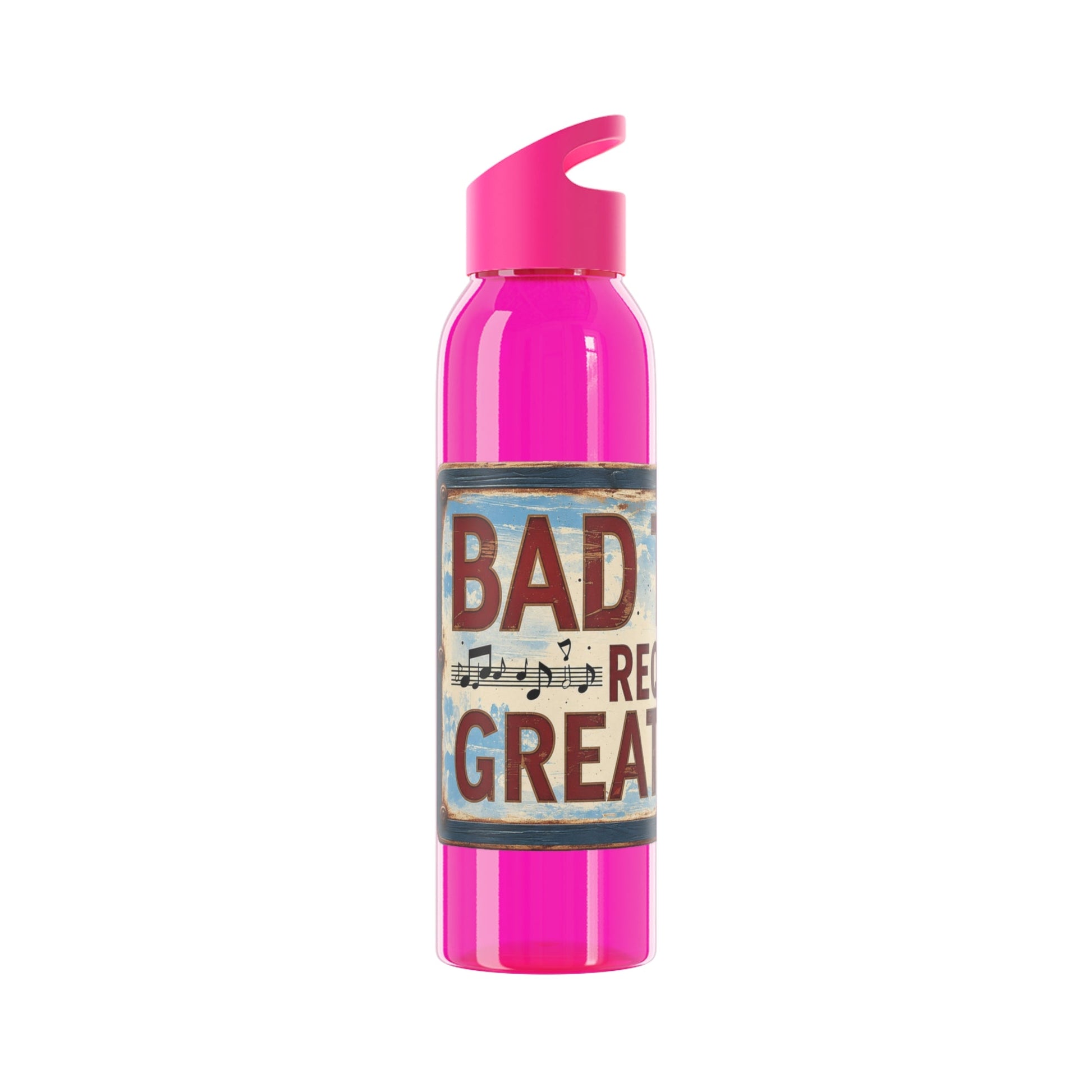 Bad Times Require Great Music Water Bottle | Reusable Sports Bottle | Vintage Music Lover Drink Bottle | Wrap Around Graphic Bottle - SJM Print Store