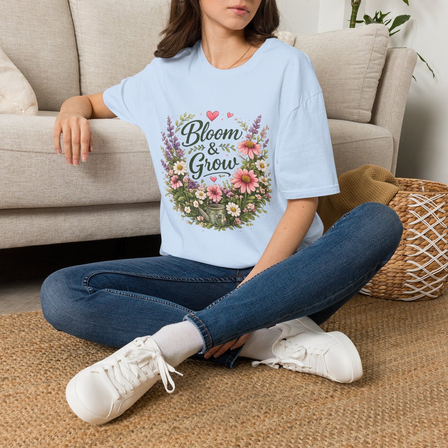 Bloom & Grow Floral Garden T-Shirt — Gardener Allotment Tee - SJM Print Store
