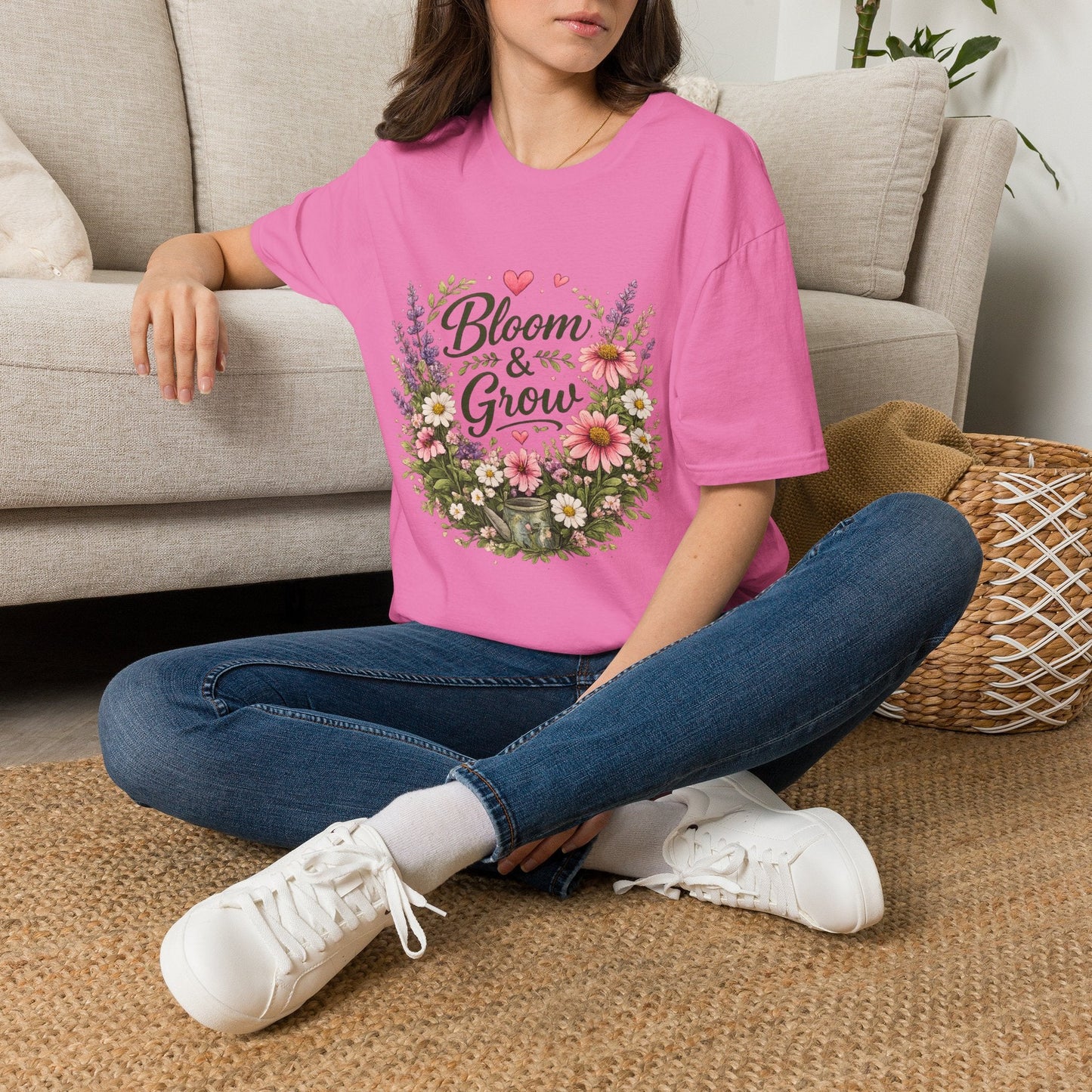 Bloom & Grow Floral Garden T-Shirt — Gardener Allotment Tee - SJM Print Store