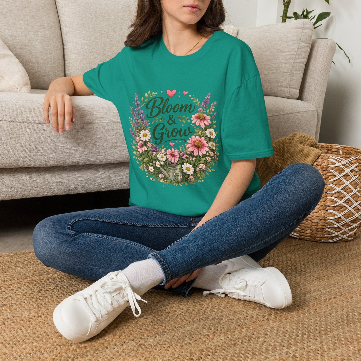 Bloom & Grow Floral Garden T-Shirt — Gardener Allotment Tee - SJM Print Store
