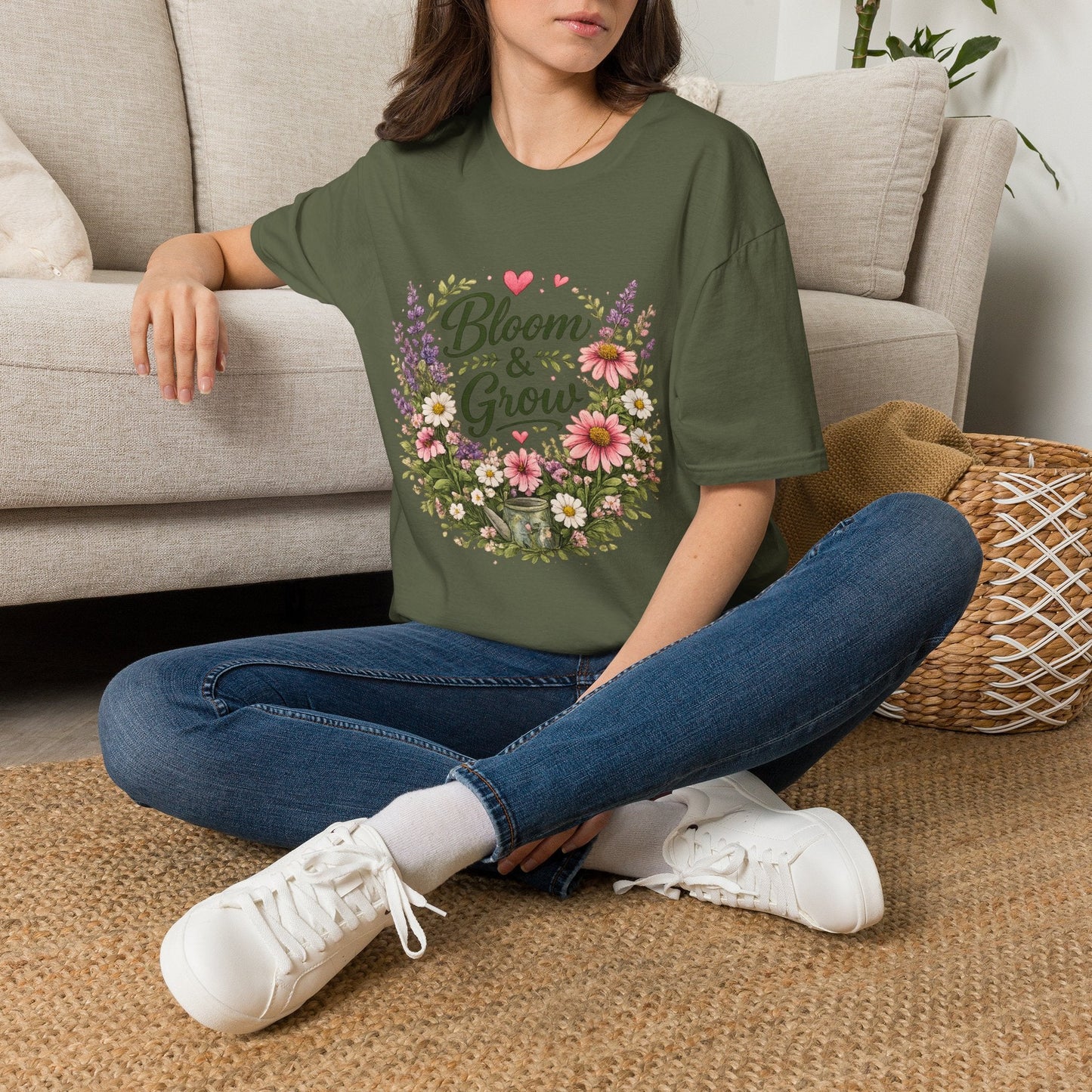 Bloom & Grow Floral Garden T-Shirt — Gardener Allotment Tee - SJM Print Store