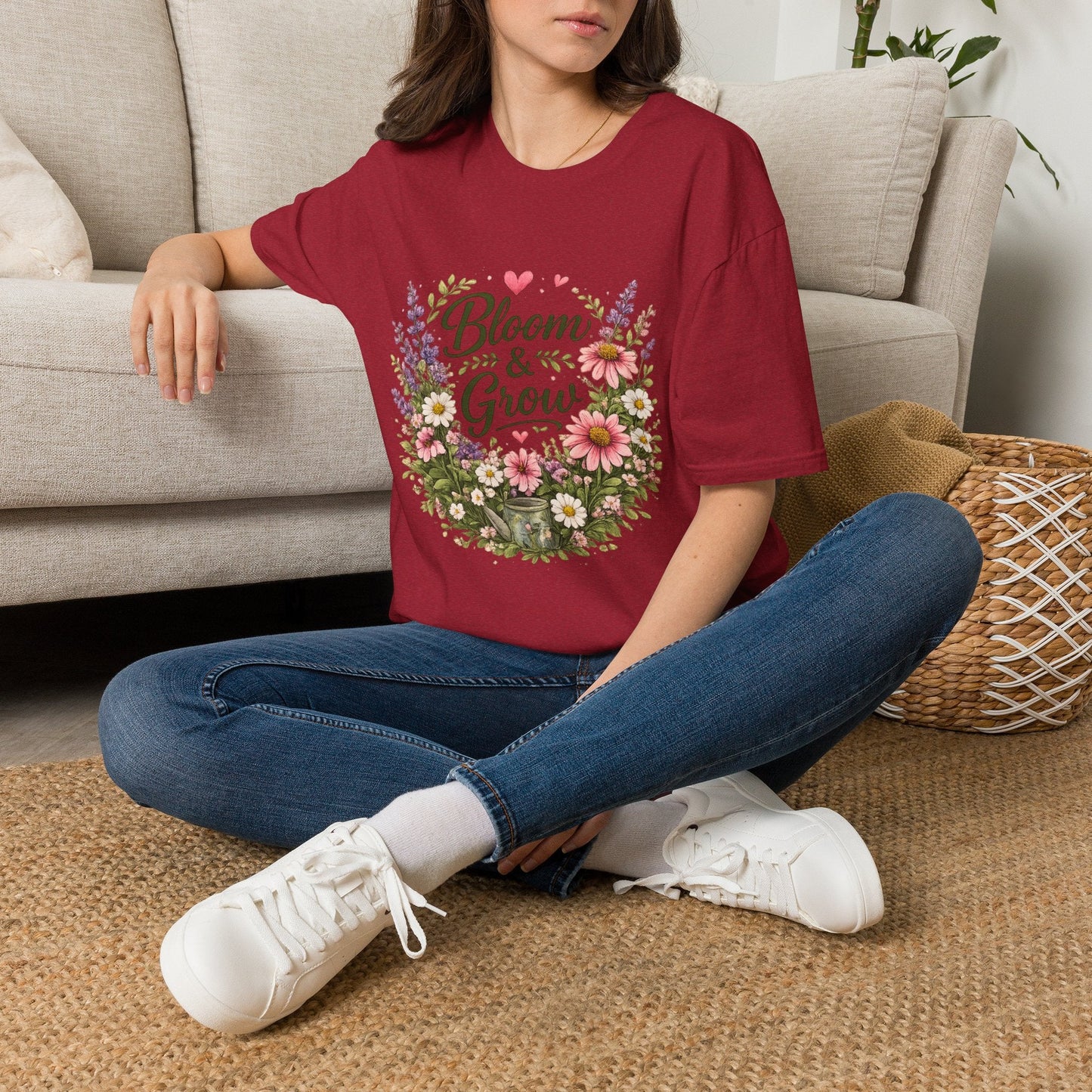 Bloom & Grow Floral Garden T-Shirt — Gardener Allotment Tee - SJM Print Store